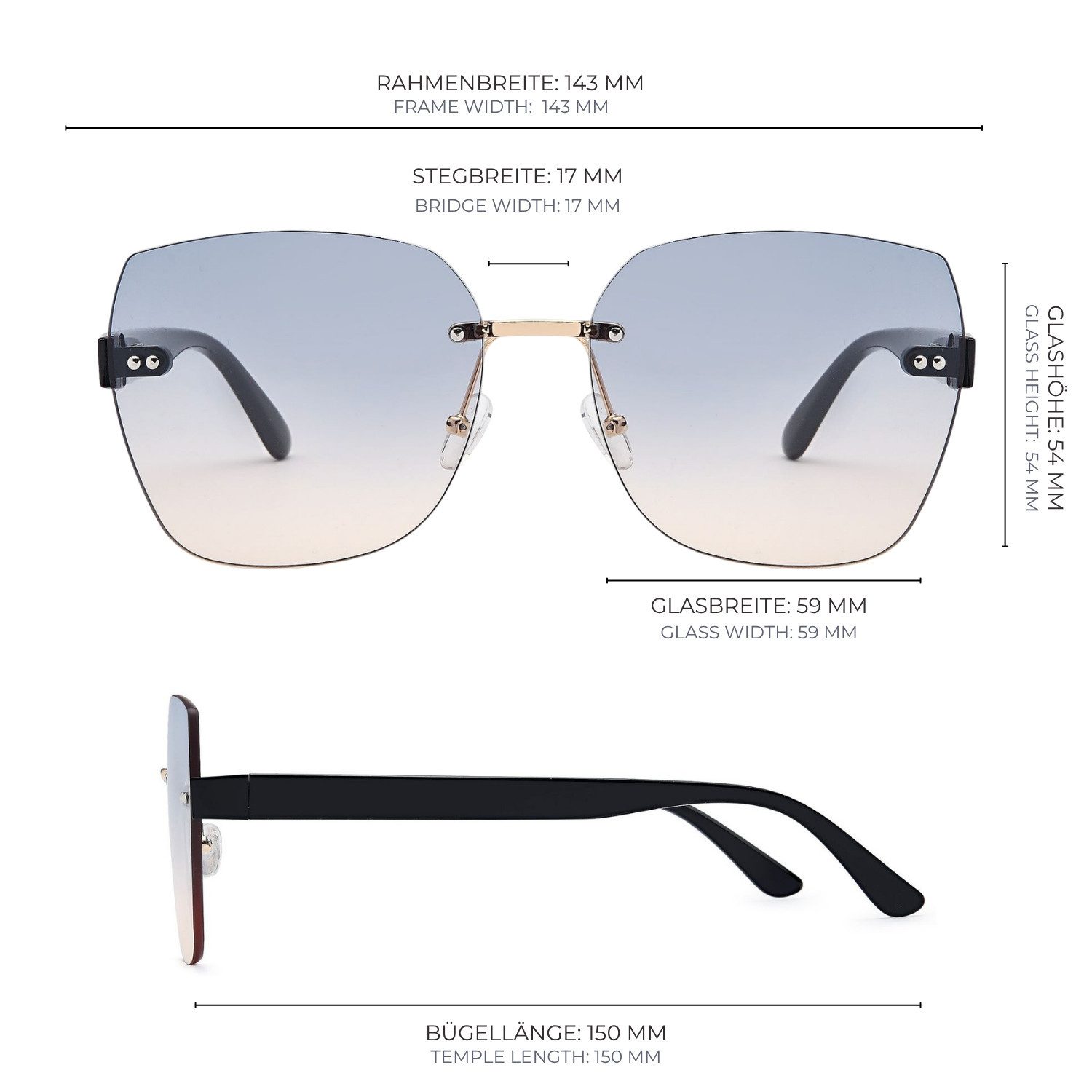 styleBREAKER Sonnenbrille Rahmenlose Rechteckige Sonnenbrille (1-St) Gradient – Bild 4 von 5