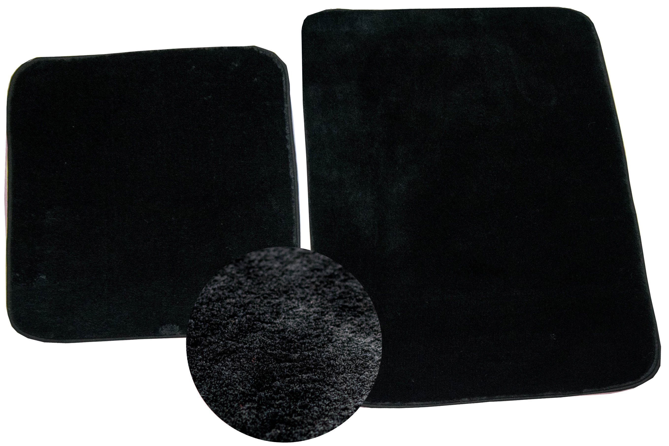 Teppich Badteppich WC Teppich Badematten Set 2 teilig waschbar rutschfest in schwarz, Carpetia, rechteckig, Höhe: 18 mm