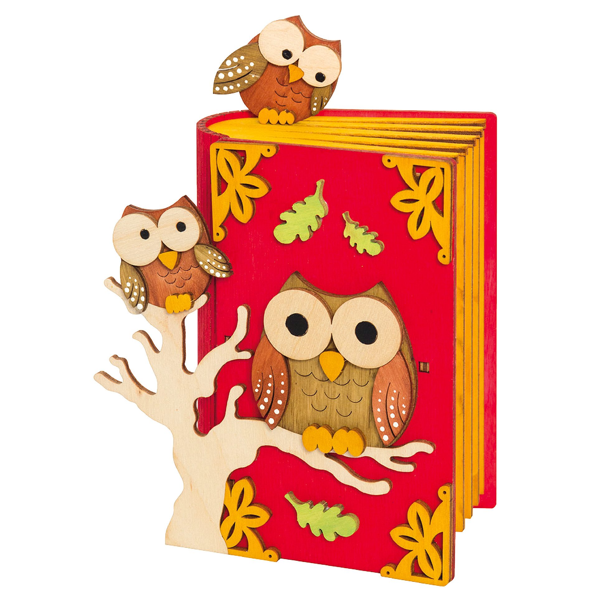 Kuhnert Kreativset Hobaku - Spardose - Eulenbuch - 16x12cm - aus Holz, schweres Bastelset für Groß und Klein - Made in Germany
