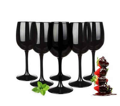 Sendez Weinglas 6 Weingläser Set 300ml Schwarze Rotweingläser Weißweingläser, Glas