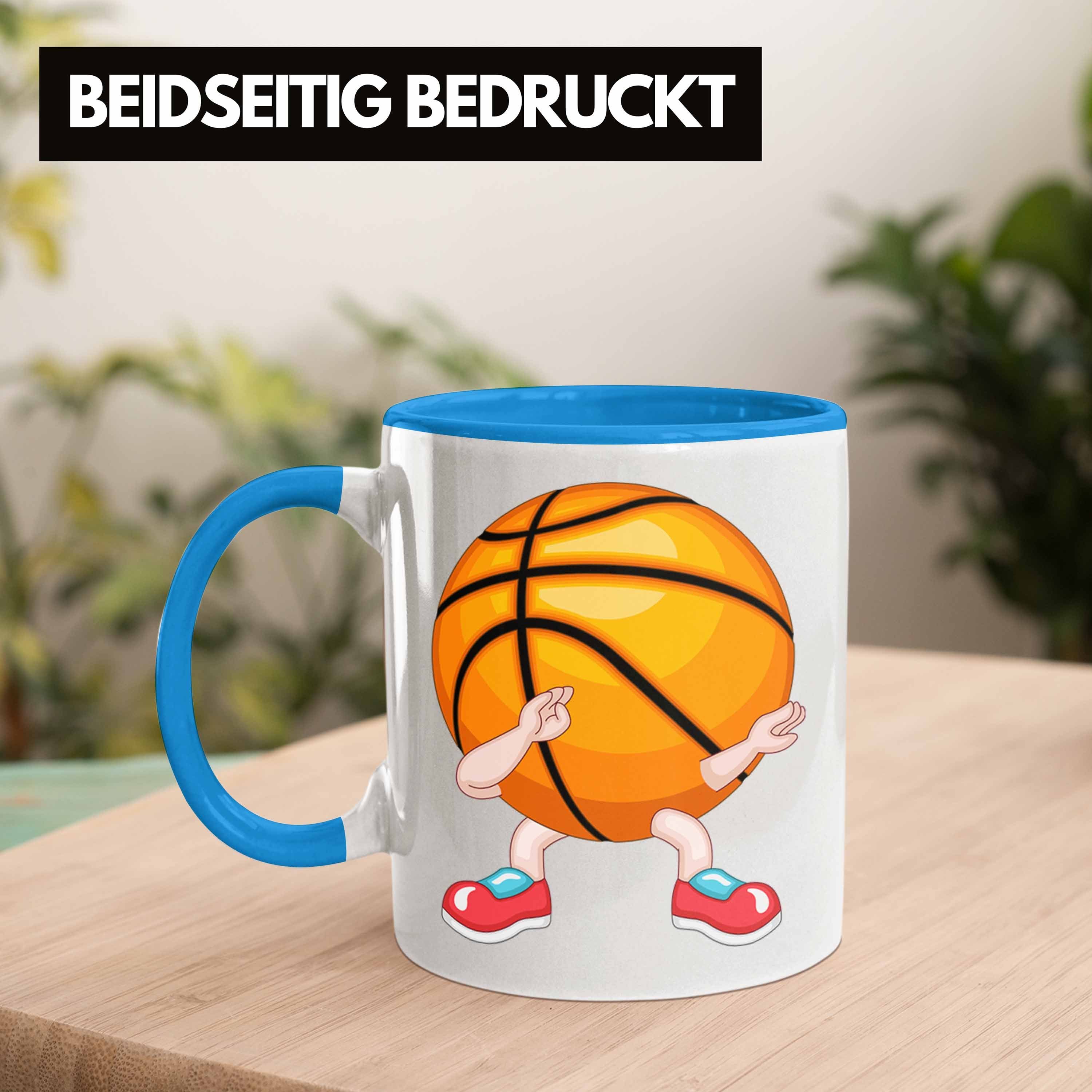 Trendation Tasse Coach Basketball Blau Geschenk für Spieler Trainer Basketball Tasse Lustige