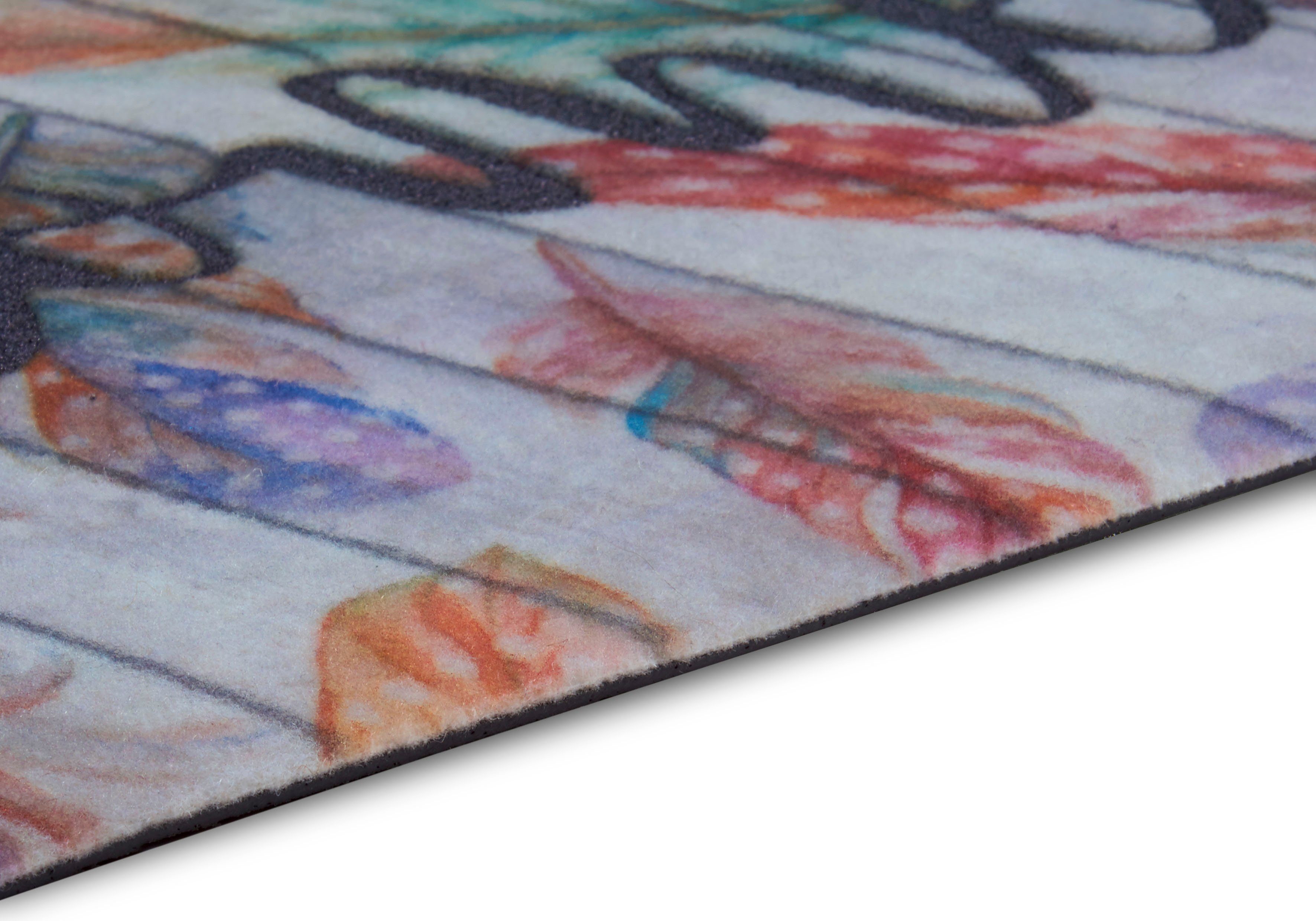 Fußmatte Welcome, Türvorleger, rechteckig, Schmutzfang Schrift, 6 mit mm, rutschfest, Höhe: Eingang, home, my Floral