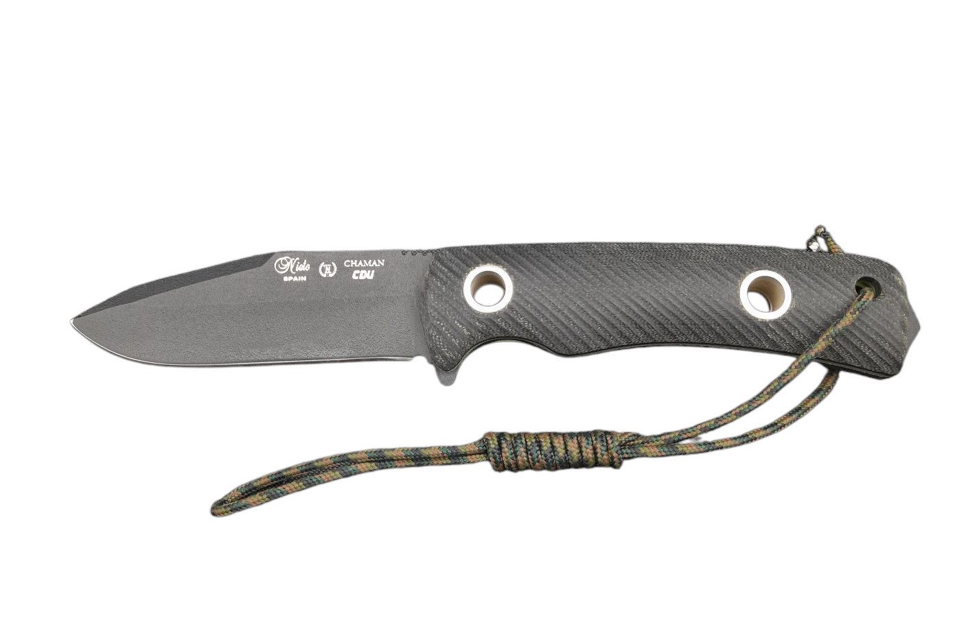 Nieto Universalmesser Nieto Gürtelmesser Chaman CDU, Böhler N695 Stahl, schwarz, (1 St), Cordura Scheide inkl. ; Full-Tang Bauweise