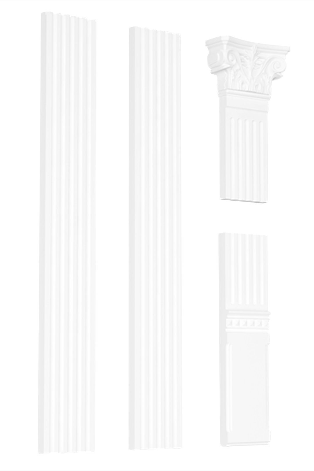 marbet design Wanddekoobjekt Polystyrol weiß PL-01 EPS Innendekor (Pilaster Flachsäule Stuck Komplettset formfestes PL-01)
