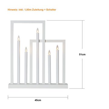 STAR TRADING LED Dekolicht Kerzenleuchter Frame, 5-flammig, weiß, Kerzenleuchter Frame, 5-flammig, weiß