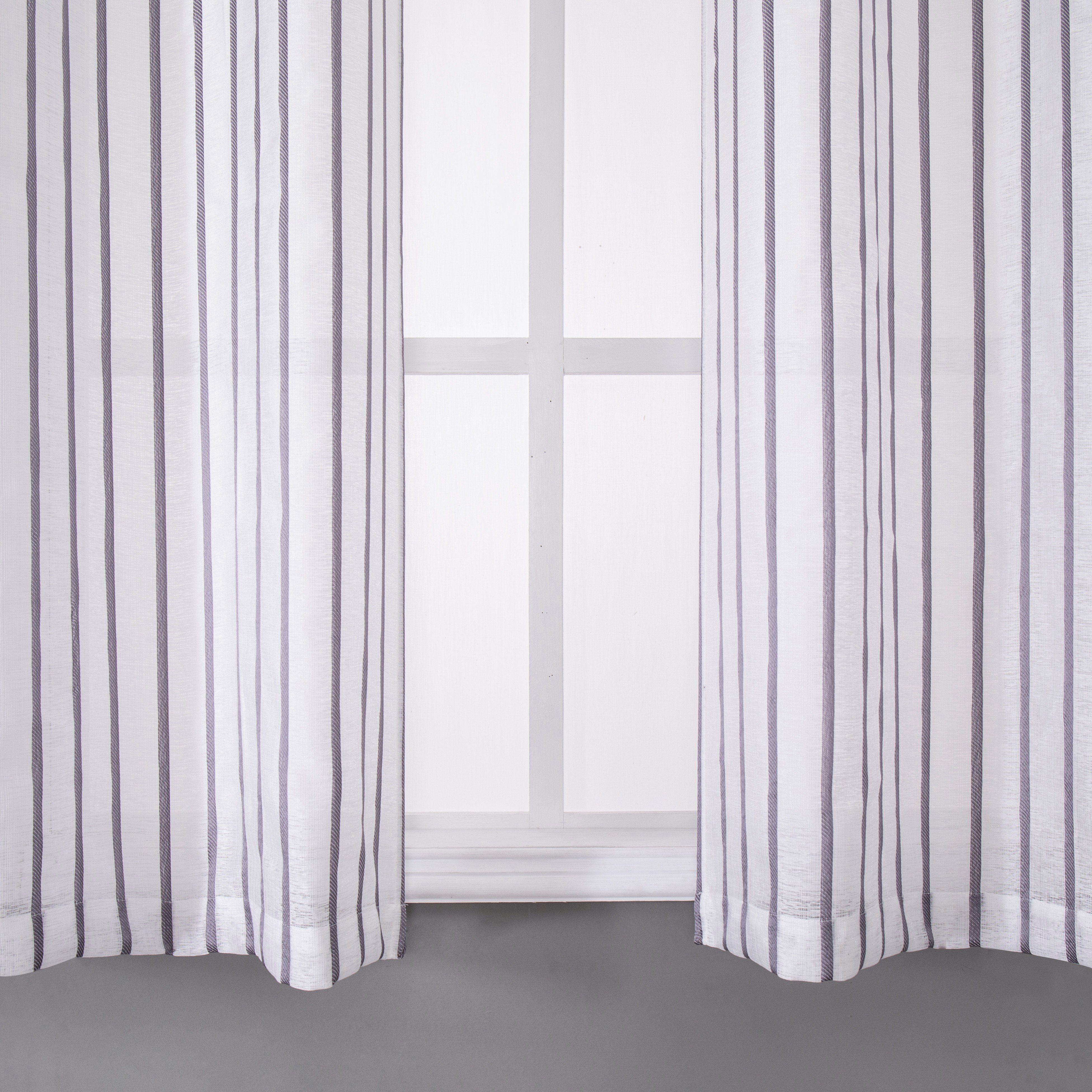Gardine, HOMEIDEAS, Ösen (1 St), gestreift Grau Polyeste, halbtransparent