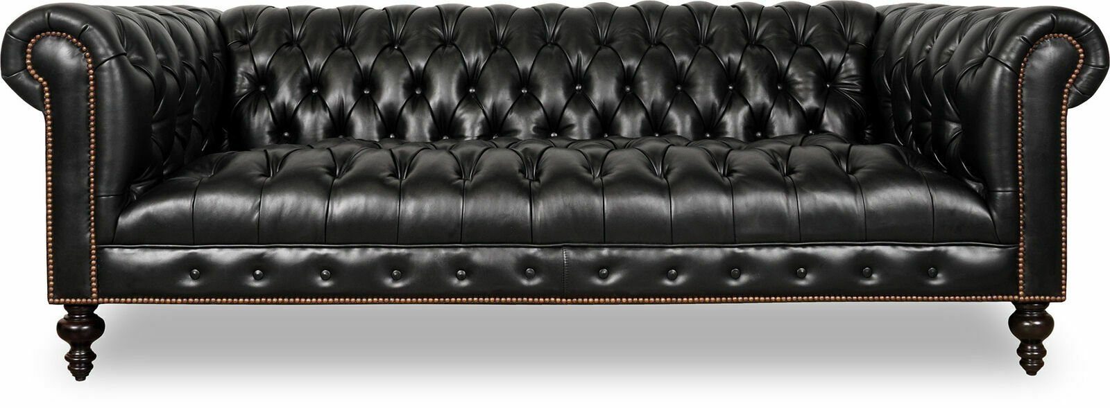 JVmoebel 3-Sitzer Hochwertige Kunsteder Sofa Chesterfield Couch England schwarz