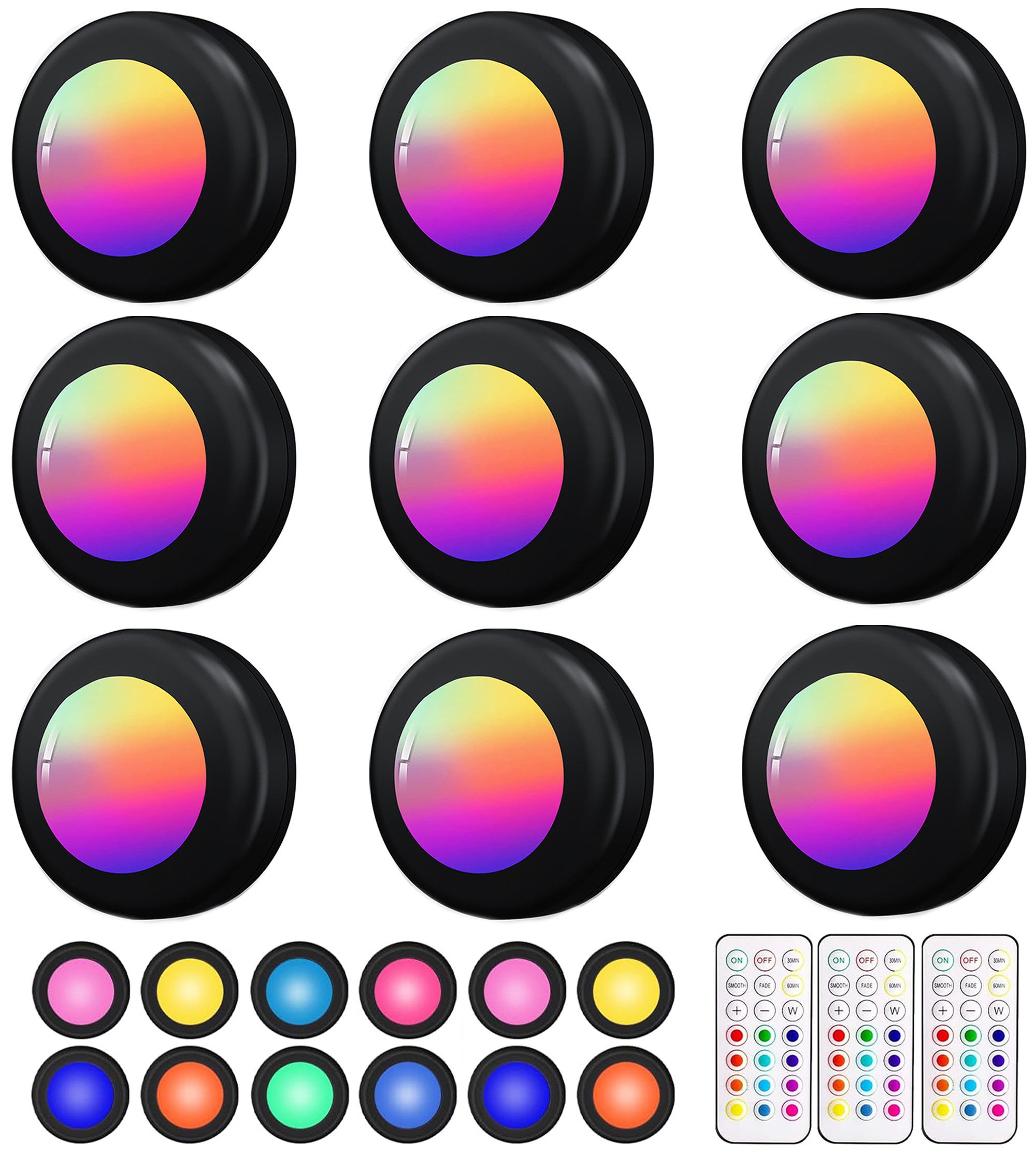 OYLCDI Unterschrankleuchte 3/6/9/12 Stück Batteriebetrieben LED RGB Spots m günstig online kaufen