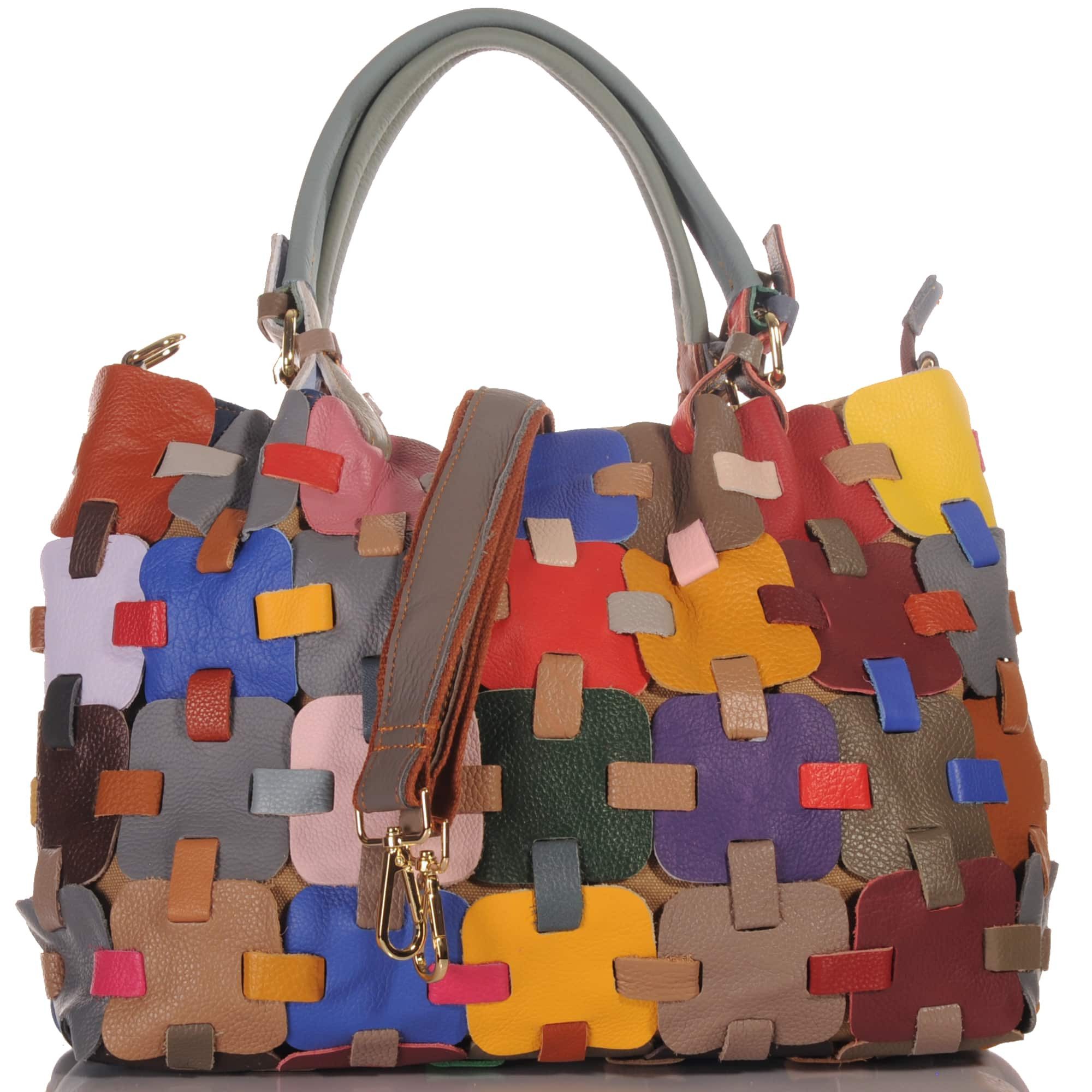 KMISSO Henkeltasche Damen Leder Patchwork Umhängetasche Shopper Schultertasche 30666 (1-tlg), im eleganten Look