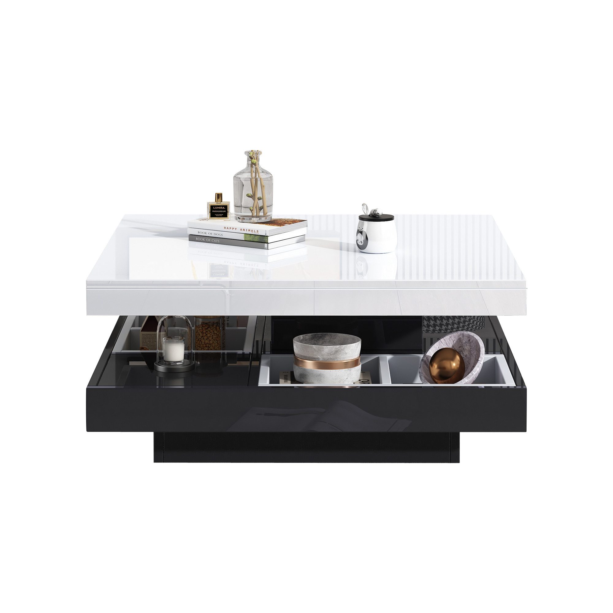 Merax Couchtisch 360° drehbar (1-St., 70x70x36cm), hochglanz Beistelltisch günstig online kaufen