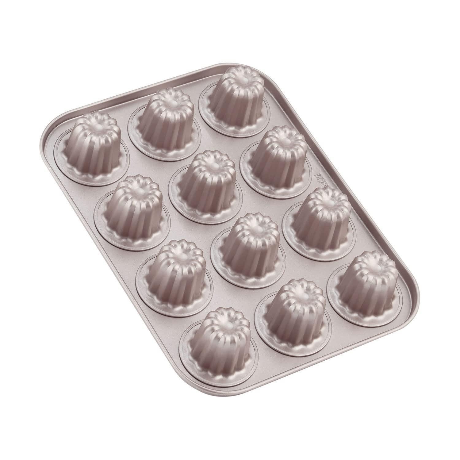 LuxusKollektion Muffinform Kuchenform Mini Canele Champagner Gold 12 Cups, (12-tlg)