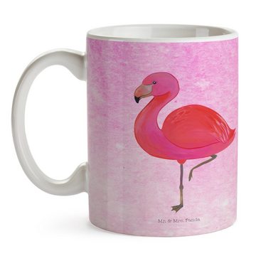 Mr. & Mrs. Panda Tasse Flamingo Classic - Aquarell Pink - Geschenk, Kaffeetasse, einzigartig, Keramik, Herzberührende Designs