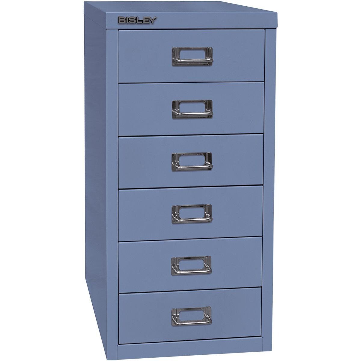 Bisley Beistellschrank MultiDrawer Schrank aus Stahl, 6 Schubladen, ohne Sockel, A4 blau