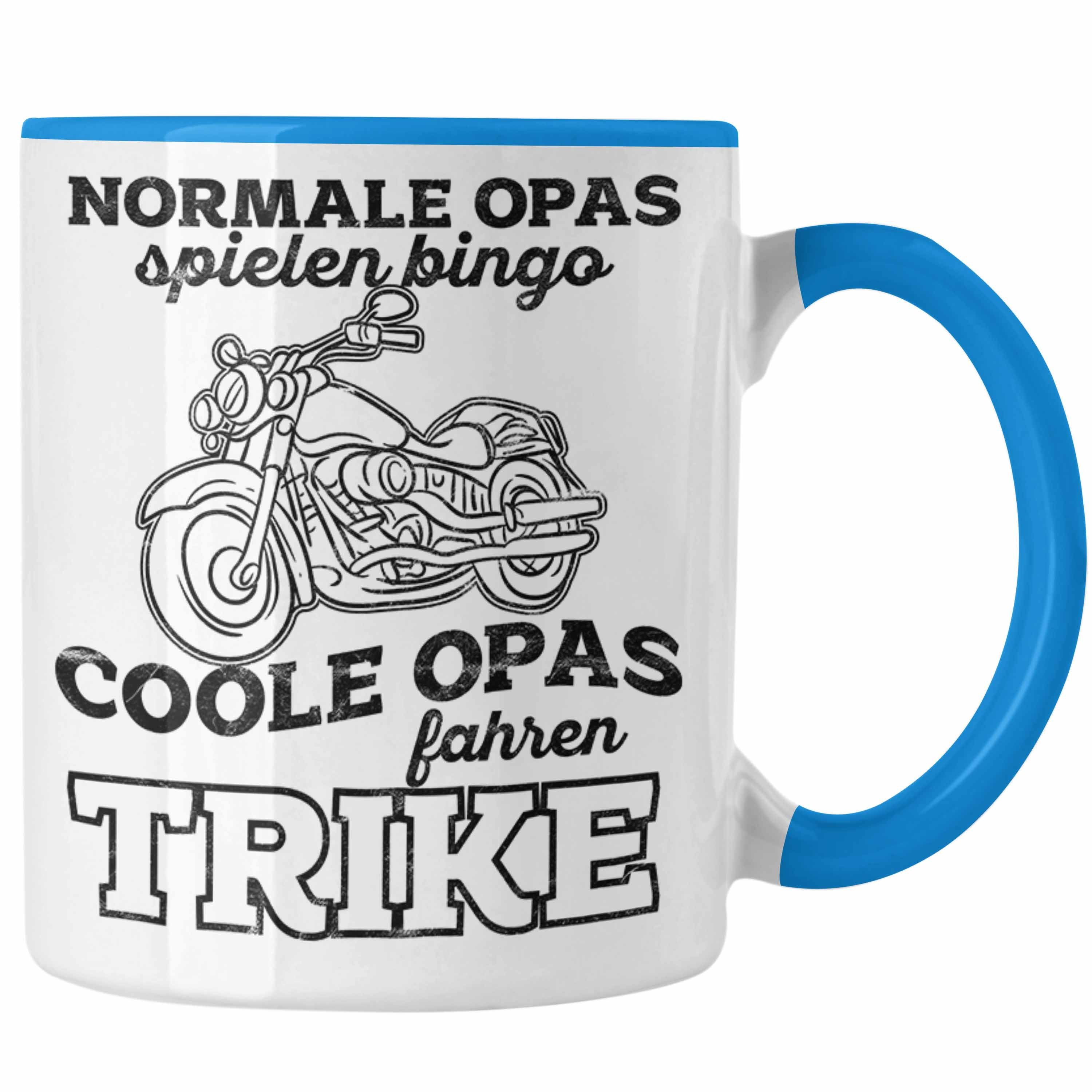 Trendation Tasse Tasse für Opa Geschenk für Trike Fahrer Geschenkidee Lustig Blau