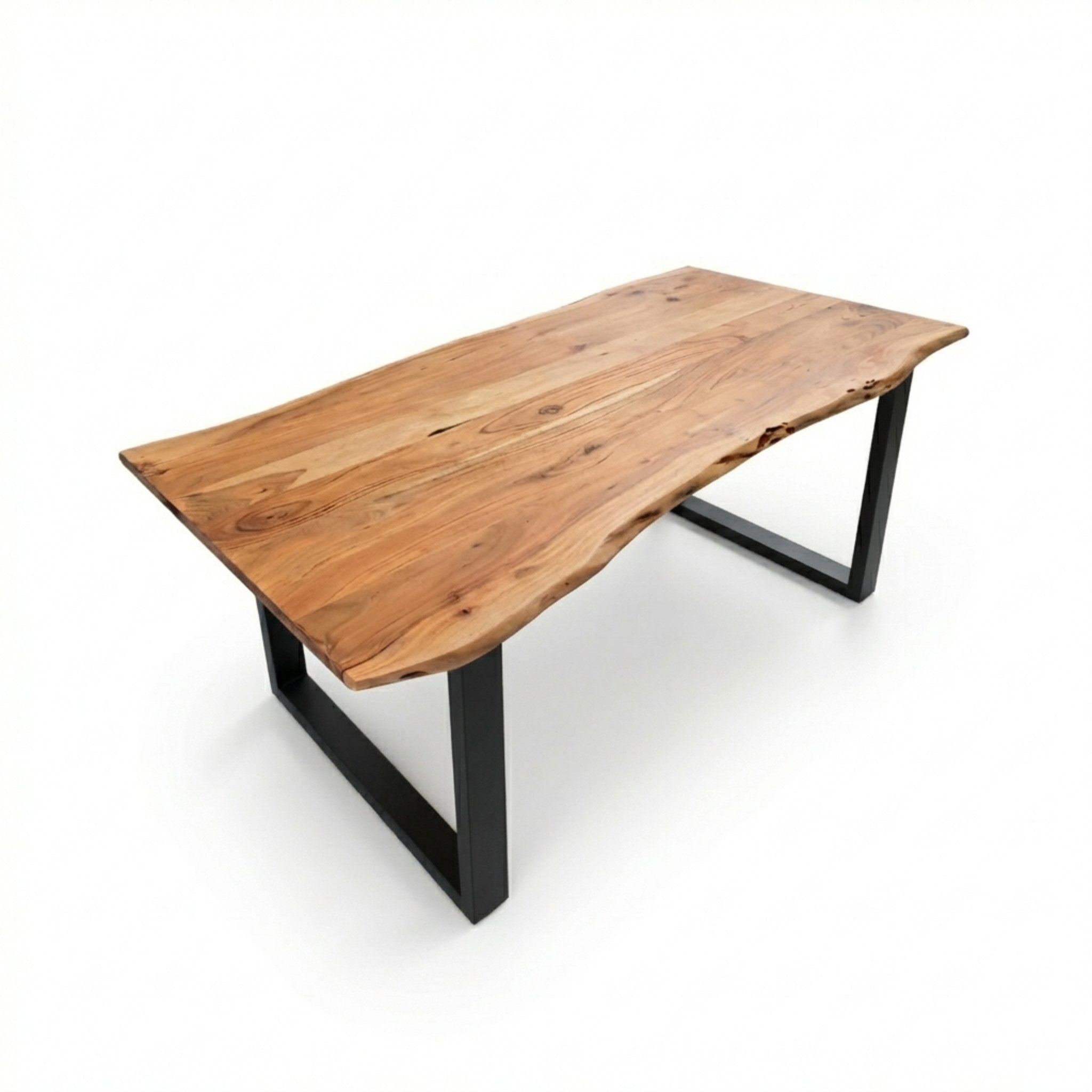 SAM® Baumkantentisch Sonja, massives Holz, echte Baumkante, Metallgestell U-Form, bis 3m