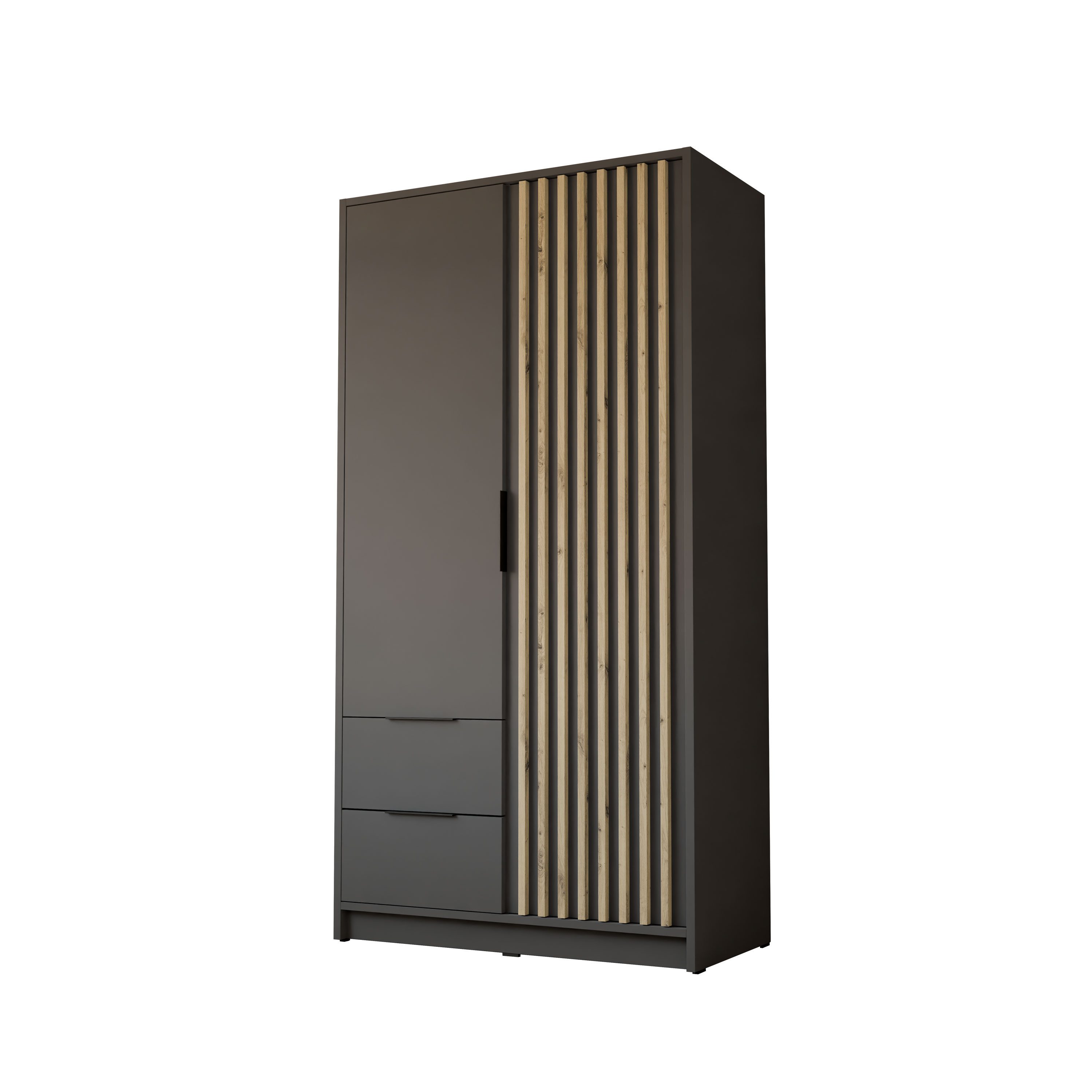 Lookway Kleiderschrank NELA 105 cm Zweittüriger Schrank mit Lamellen Breite: 105 cm