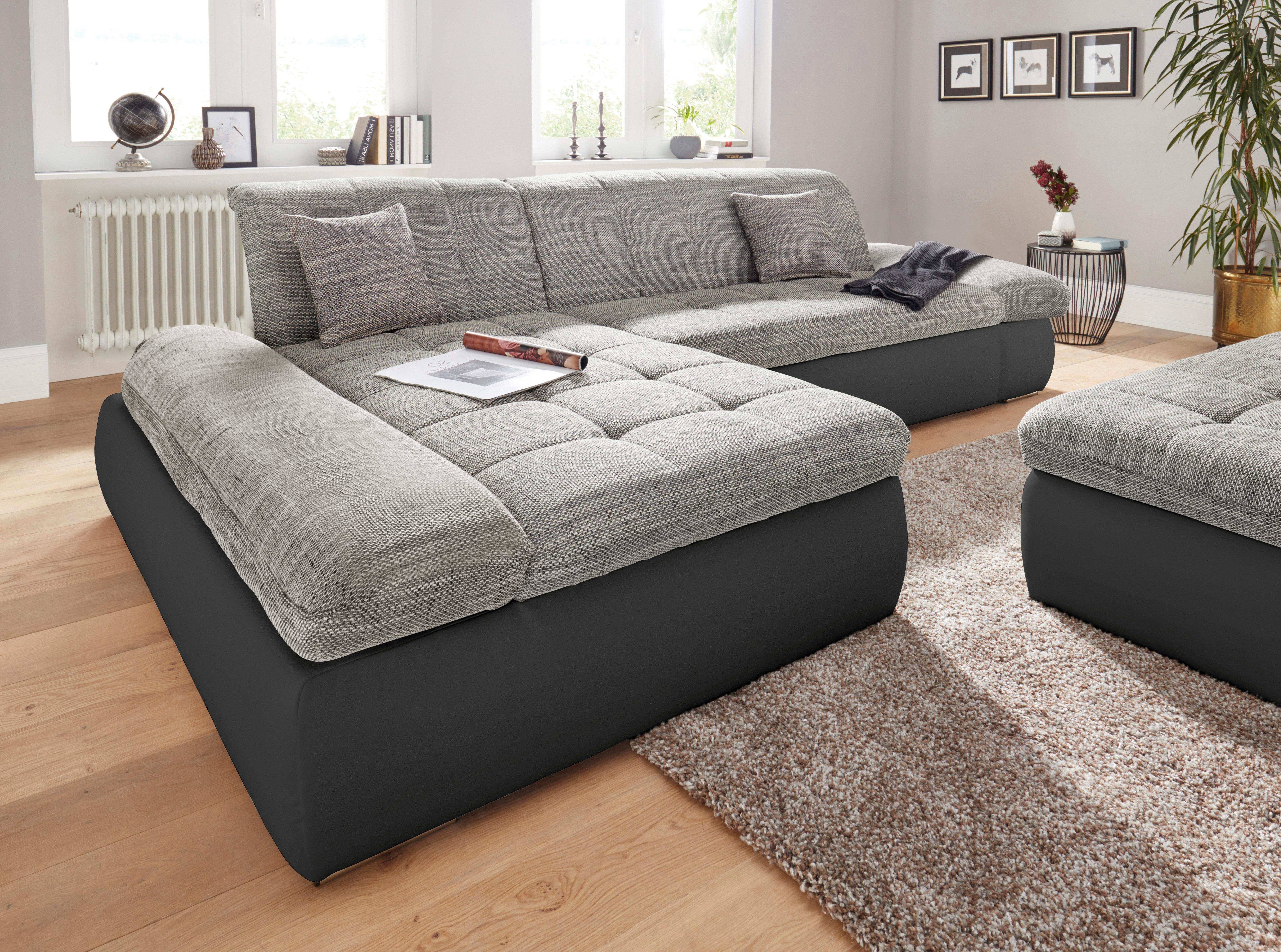 DOMO collection Ecksofa PB Moric wahlweise mit Bettfunktion + Armteilverstellung, L-Form, im XXL-Format, B/T/H:300/172/80 cm, feine Steppung