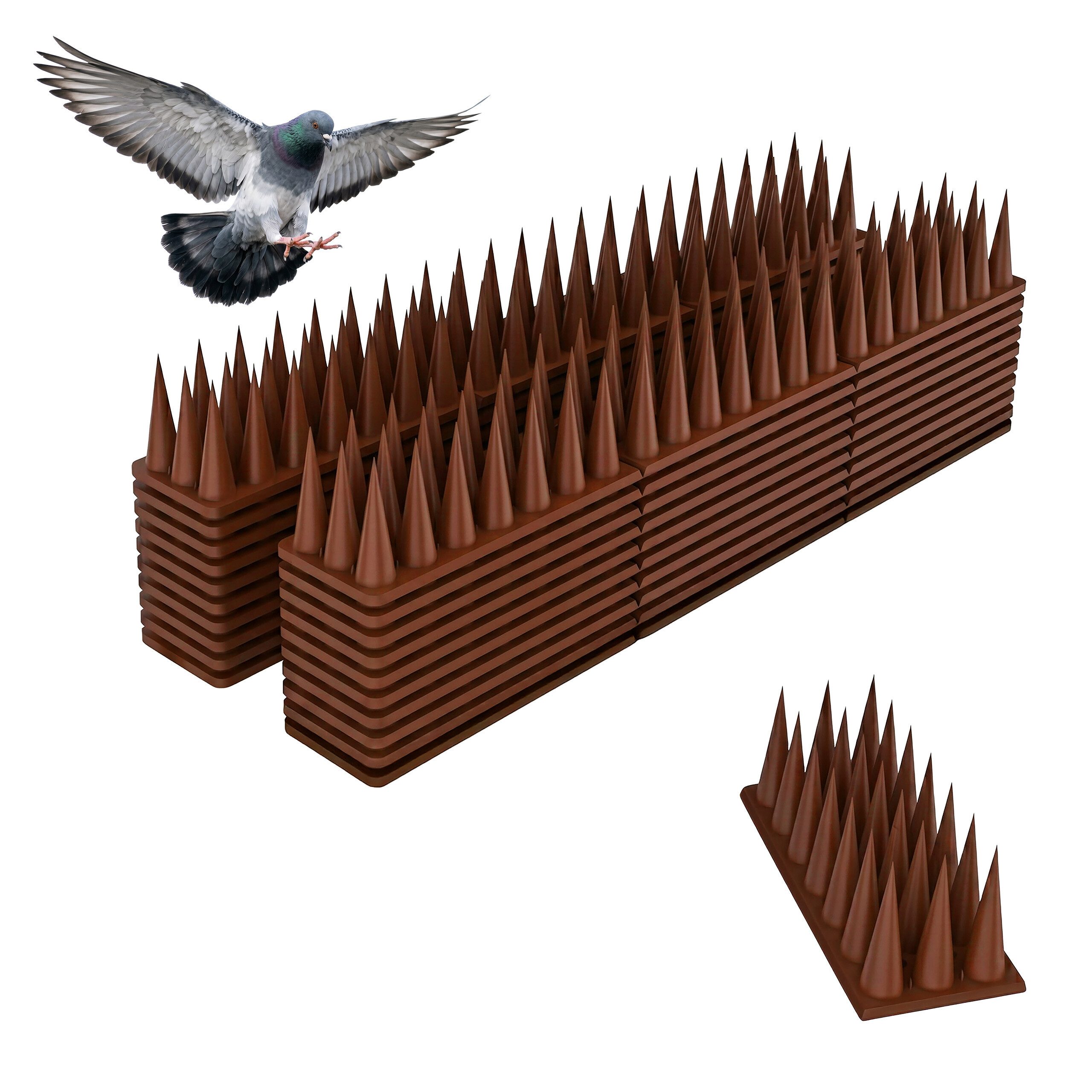 relaxdays Vogelabwehr Spikes 20er Set, 4x42.5x3.5 cm, dunkelbraun