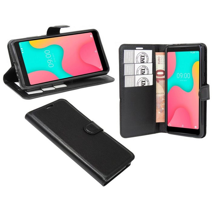 cofi1453 Handyhülle Hülle Tasche für Wiko Y60 Kunstleder Schutzhülle Handy Wallet Case Cover mit Kartenfächern Standfunktion Schwarz