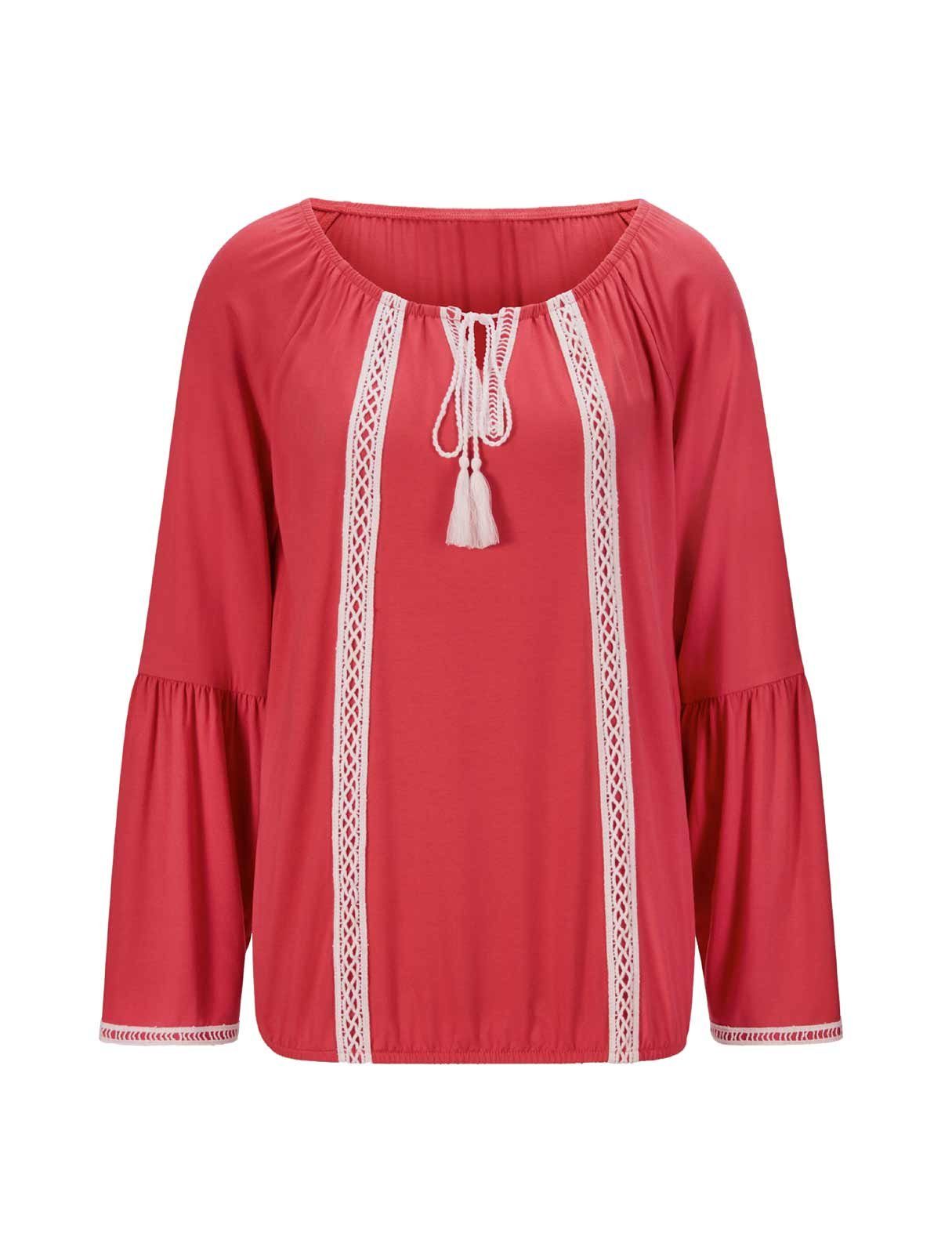 Spitzenshirt Crochet, Damen m. heine LINEA TESINI Designer-Shirt erdbeere