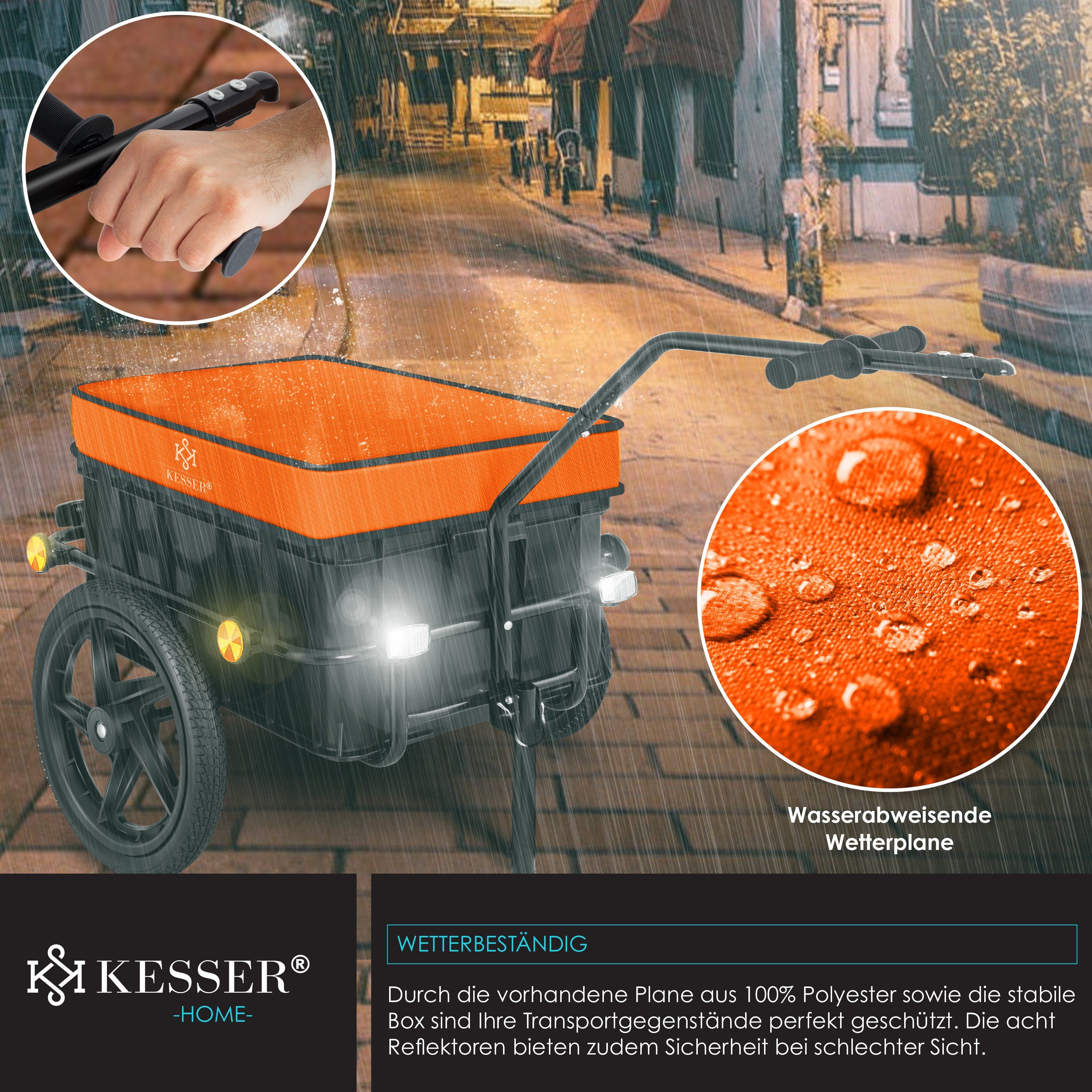 KESSER Fahrradlastenanhänger, Fahrradanhänger Lastenanhänger Handwagen mit Kupplung – Bild 5 von 5