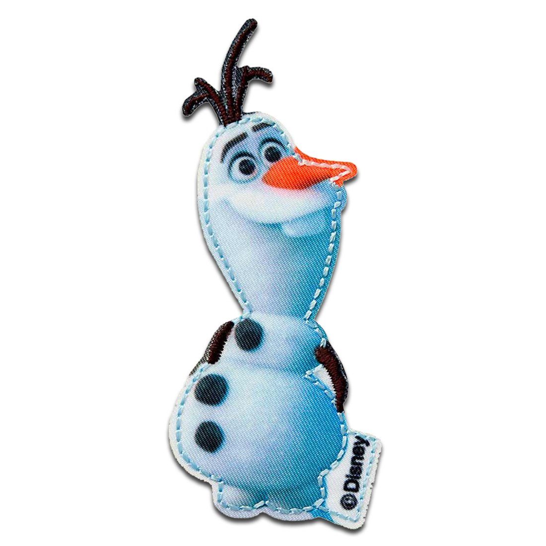 Disney Aufnäher Bügelbild, Aufbügler, Applikationen, Patches, Flicken, zum aufbügeln, Polyester, Frozen – Die Eiskönigin Olaf Schneemann Eis - Größe: 7,5 x 3,3 cm