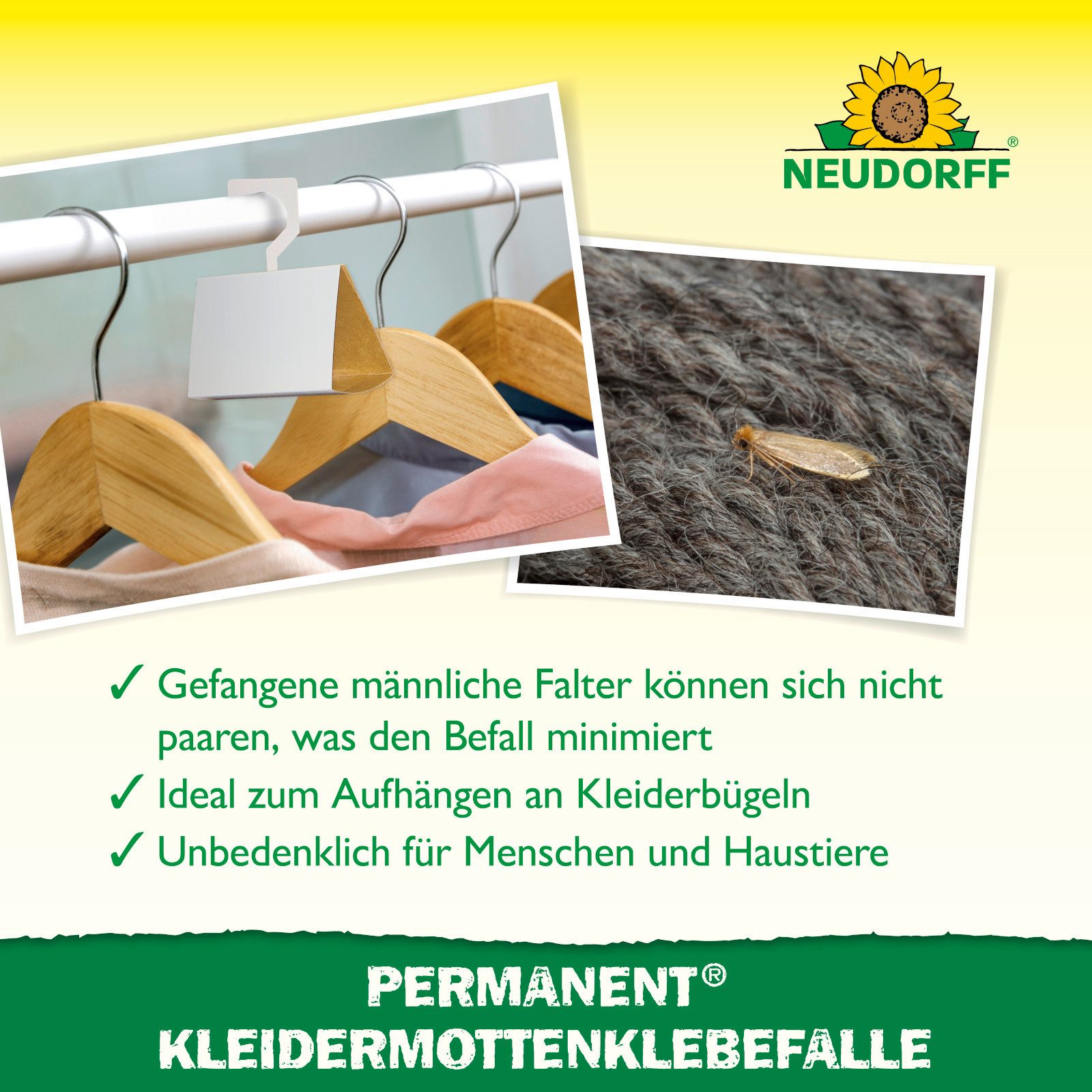Neudorff Insektenfalle Permanent Kleidermotten-Klebefalle - 2 Stück