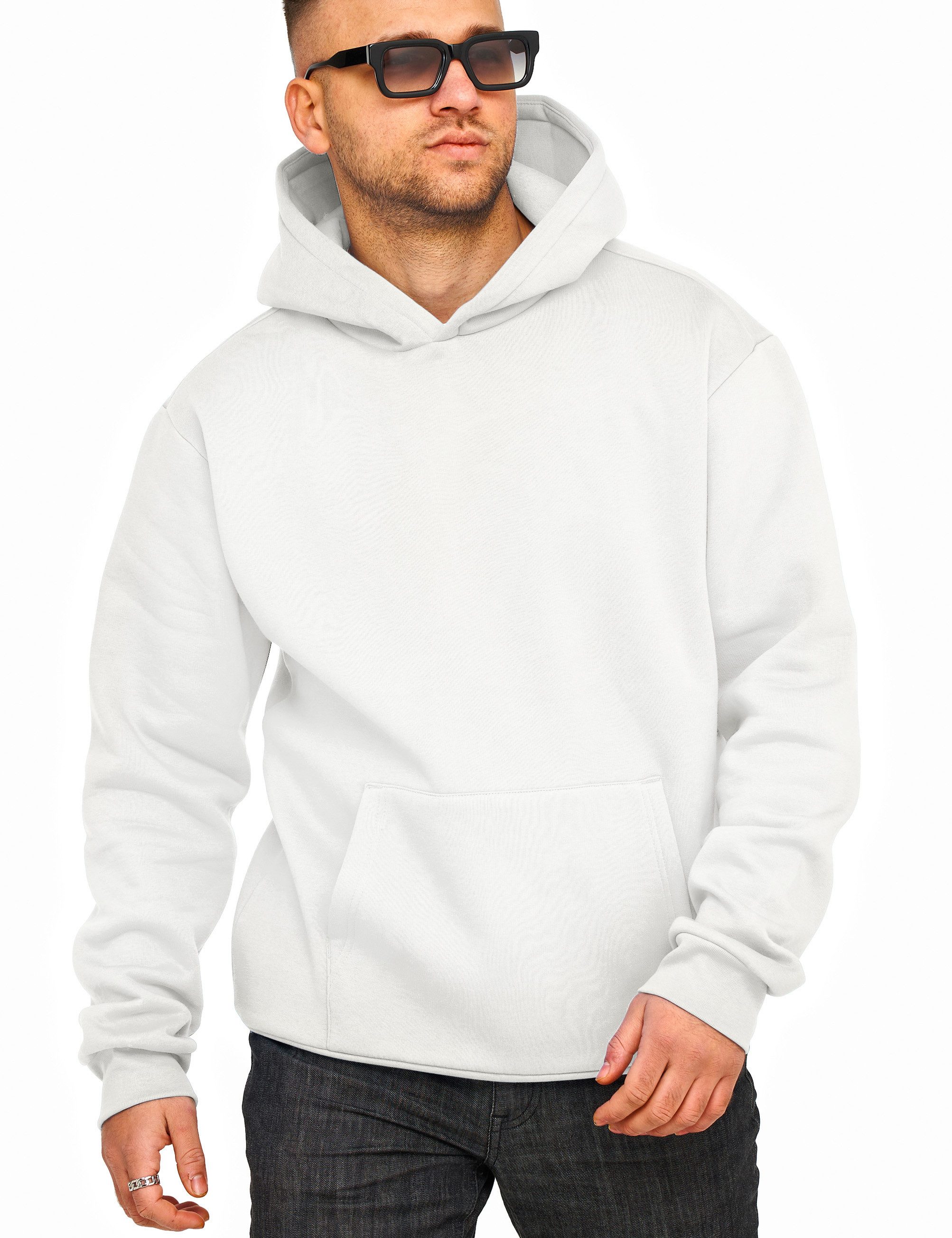 DAILY COTTON Hoodie im Oversize Schnitt Unifarben - Kapuzenpullover Loose-Fit Herren Basic Kapuzen-Sweatshirt Oversized Raglan Sweater