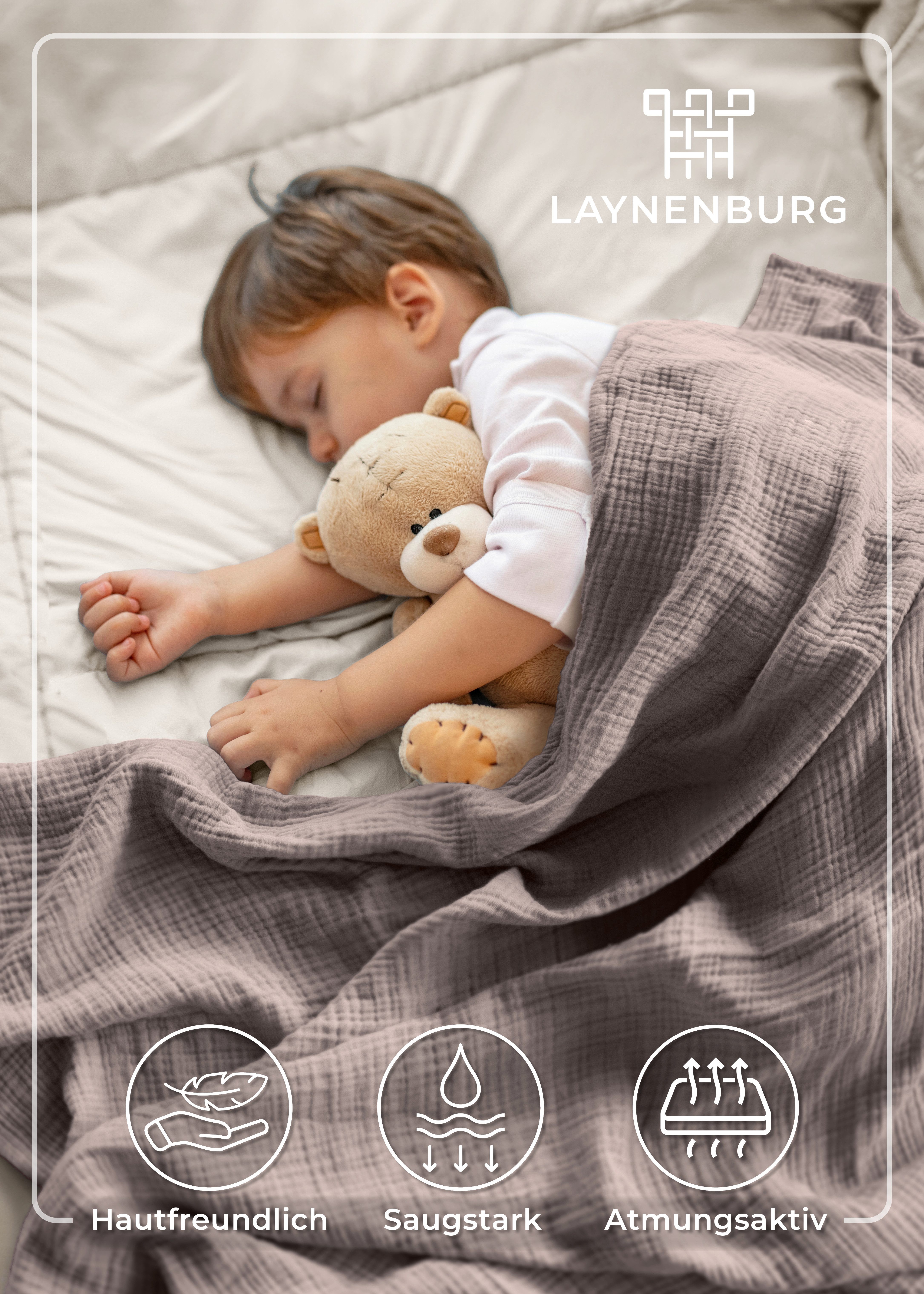 Babydecke Premium Musselin Babydecke 4-lagige Decke aus 100% Baumwolle, Lay günstig online kaufen