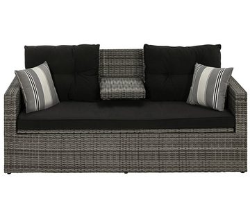 Dehner Gartenlounge-Set Sitzbank Föhr, 178 x 84 x 75 cm, Praktisches Loungesofa mit viel Stauraum und einer klappbaren Ablage
