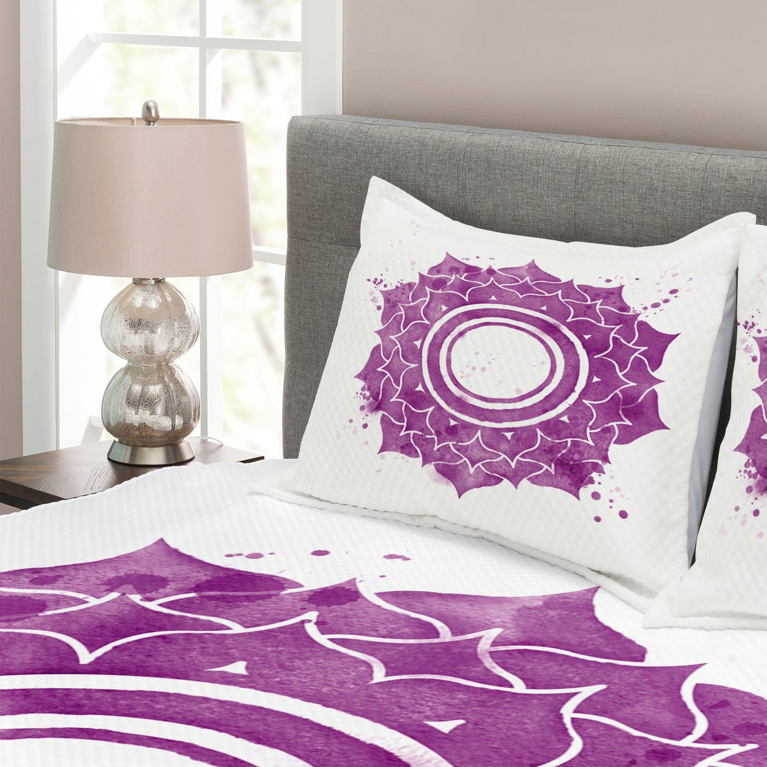 Splash mit Abakuhaus, Waschbar, Lila Chakra Mandala Tagesdecke Set Kissenbezügen