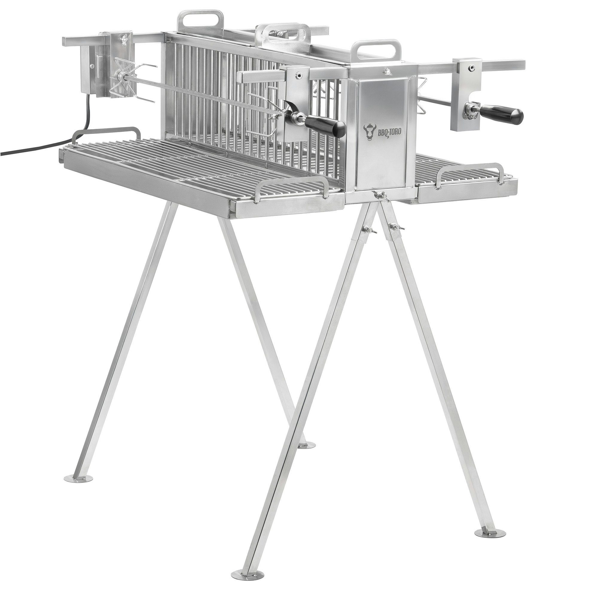 BBQ-Toro Kombigrill Edelstahl Doppel Spießgrill mit Motor, Vertikalgrill mit zwei Spießen, Leistungsstarke Motoren