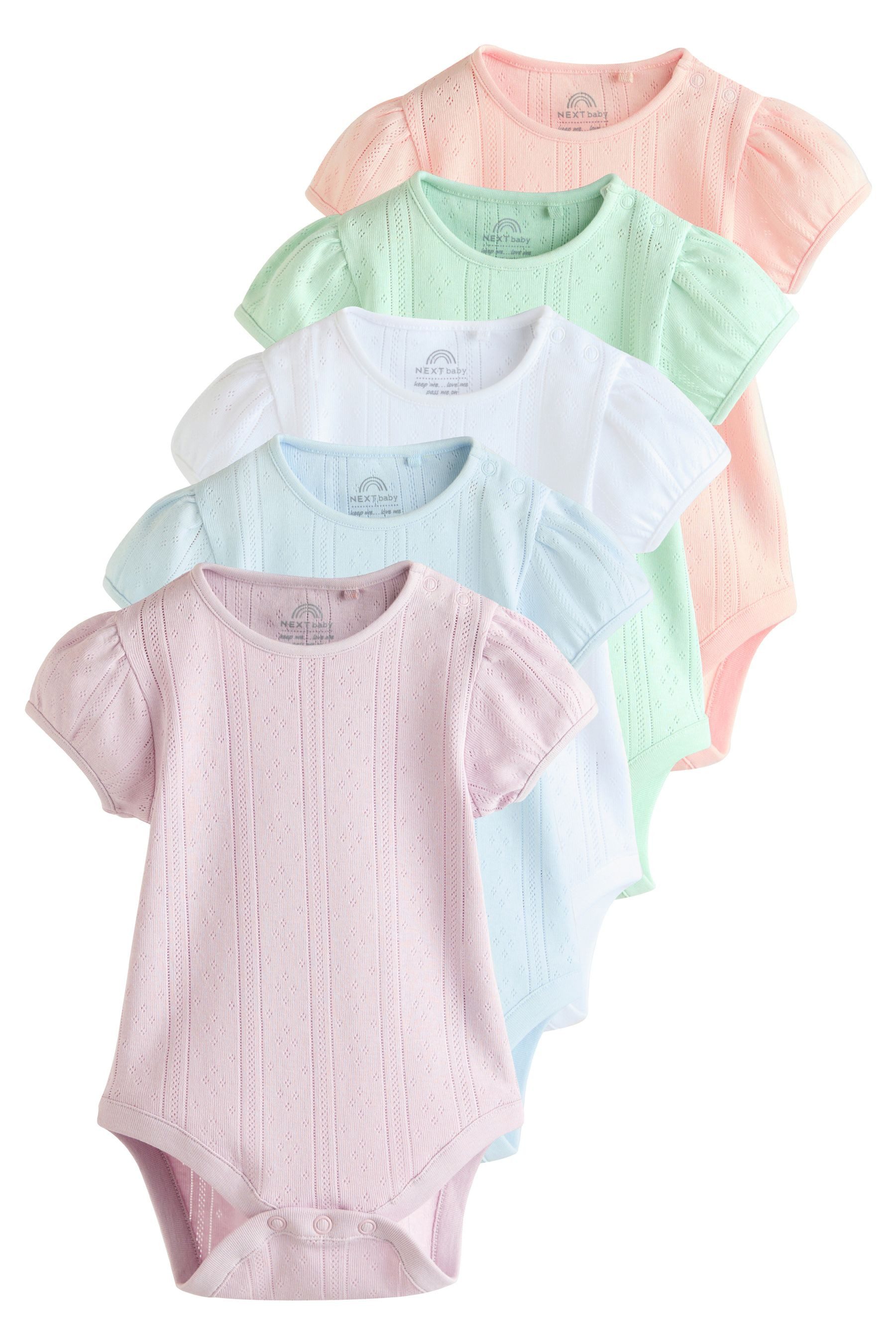 Next T-Shirt-Body Kurzärmelige Babybodys 100 % Baumwolle, 5 Stk. (5-tlg)