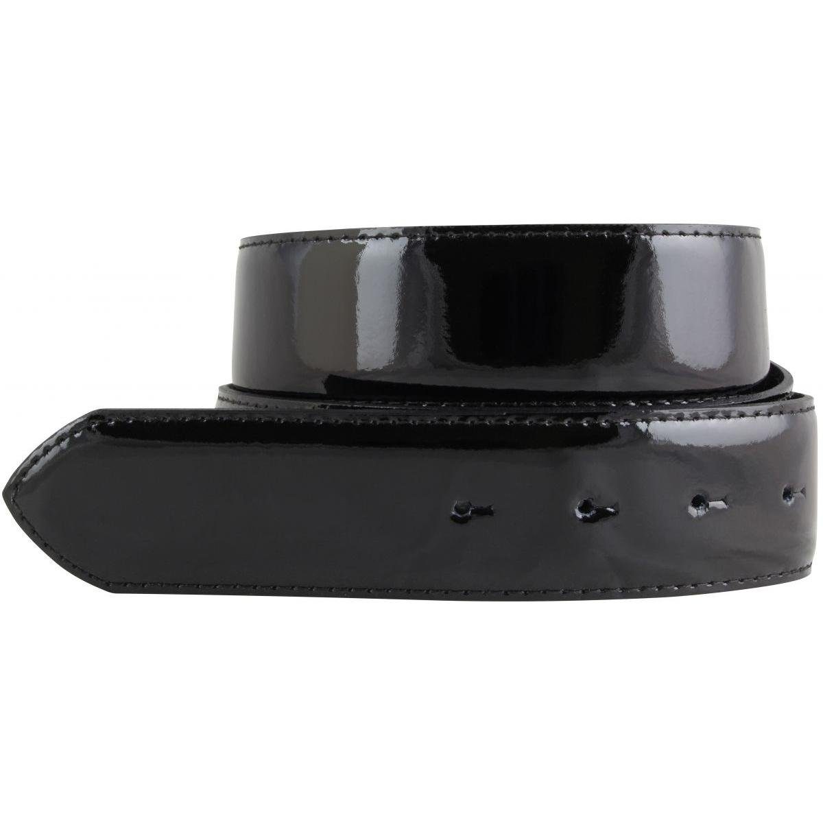 Schwarz aus Leder Ledergürte Ledergürtel Lack-Gürtel - Gürtelschnalle Glänzender ohne BELTINGER 4 cm