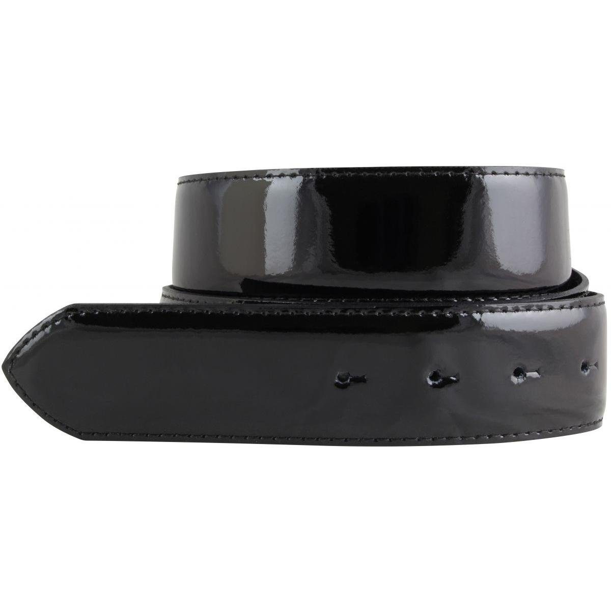 Ledergürtel Lack-Gürtel aus Leder ohne Gürtelschnalle 4 cm - Glänzender Ledergürte
