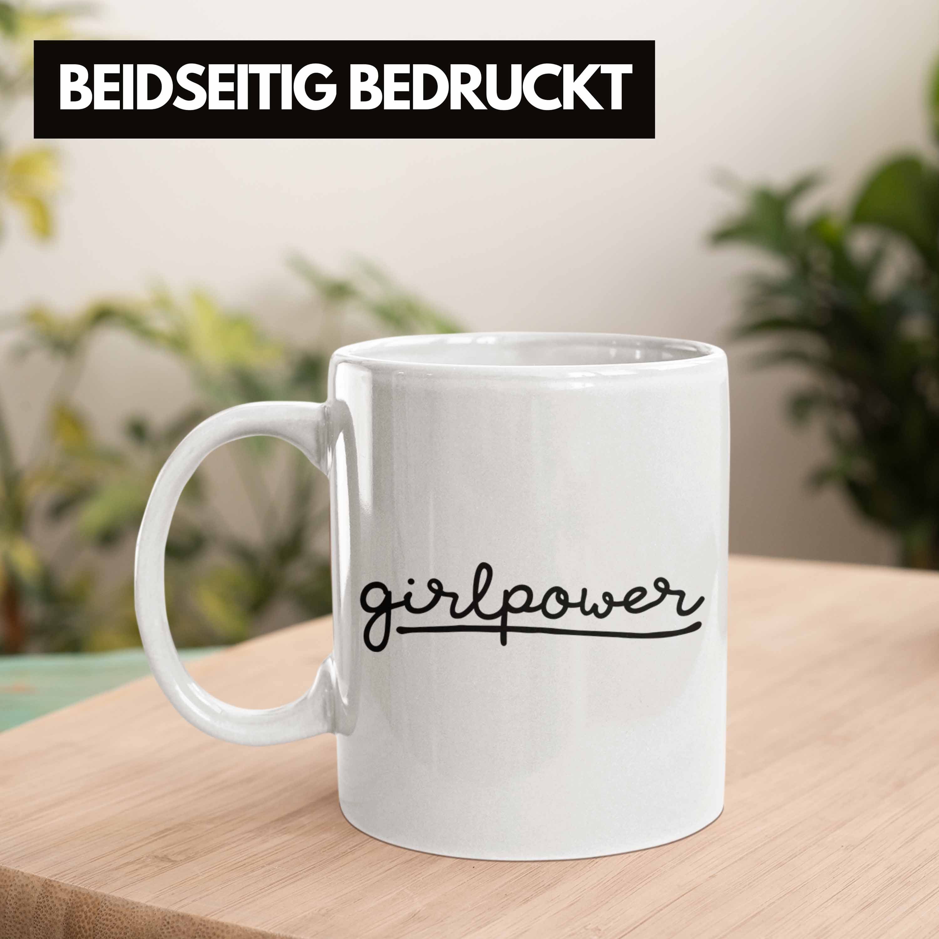Tasse Geschenk Tasse Trendation Frauen für Girlpower - Trendation Mädchen Weiss Kaffeetasse