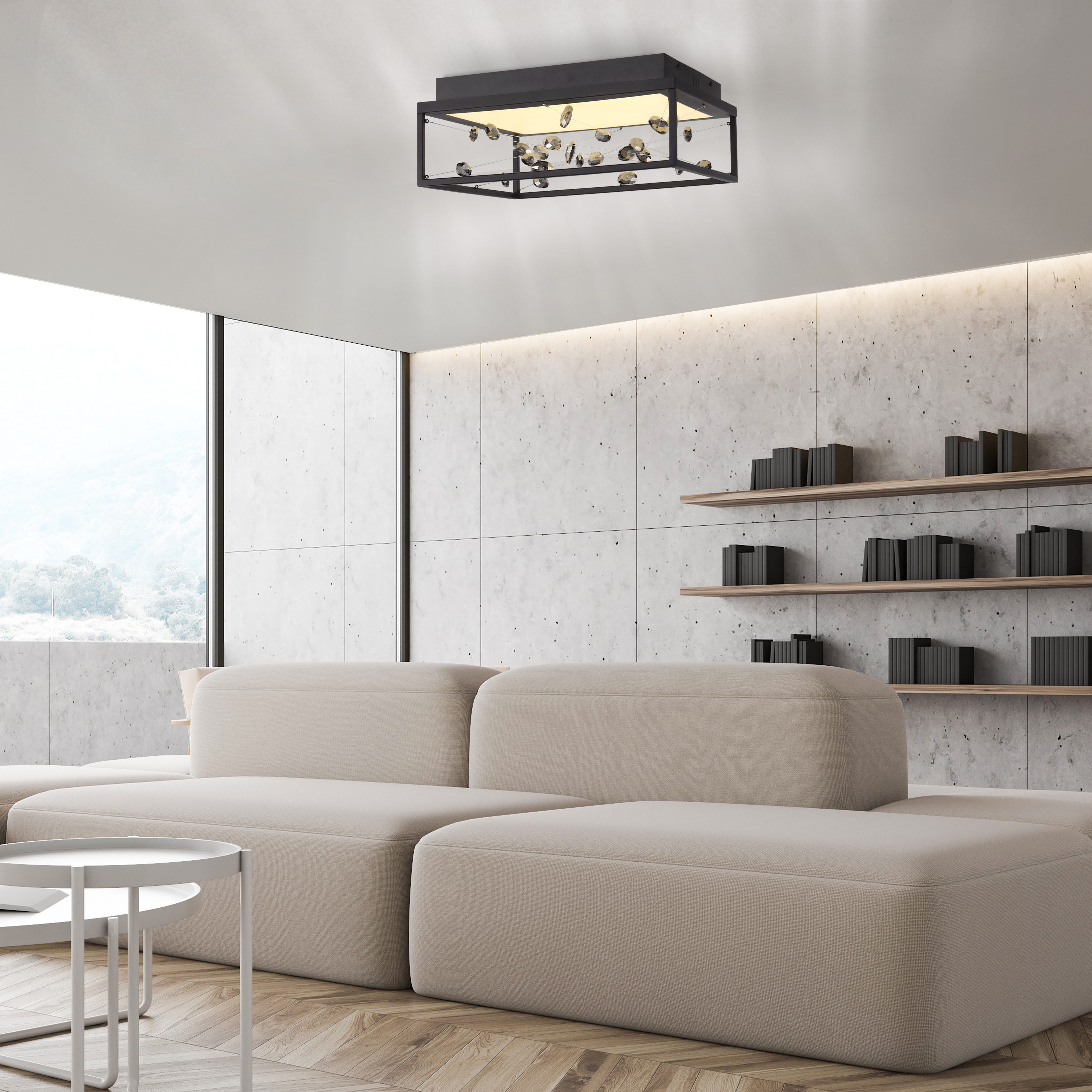 Paul Neuhaus LED Deckenleuchte SKINA, CCT - über Fernbedienung, LED fest integriert, warmweiß - kaltweiß, Funk-FB, CCT 2700-5000K, dimmbar, Memory, Kristall-Lichtspiel