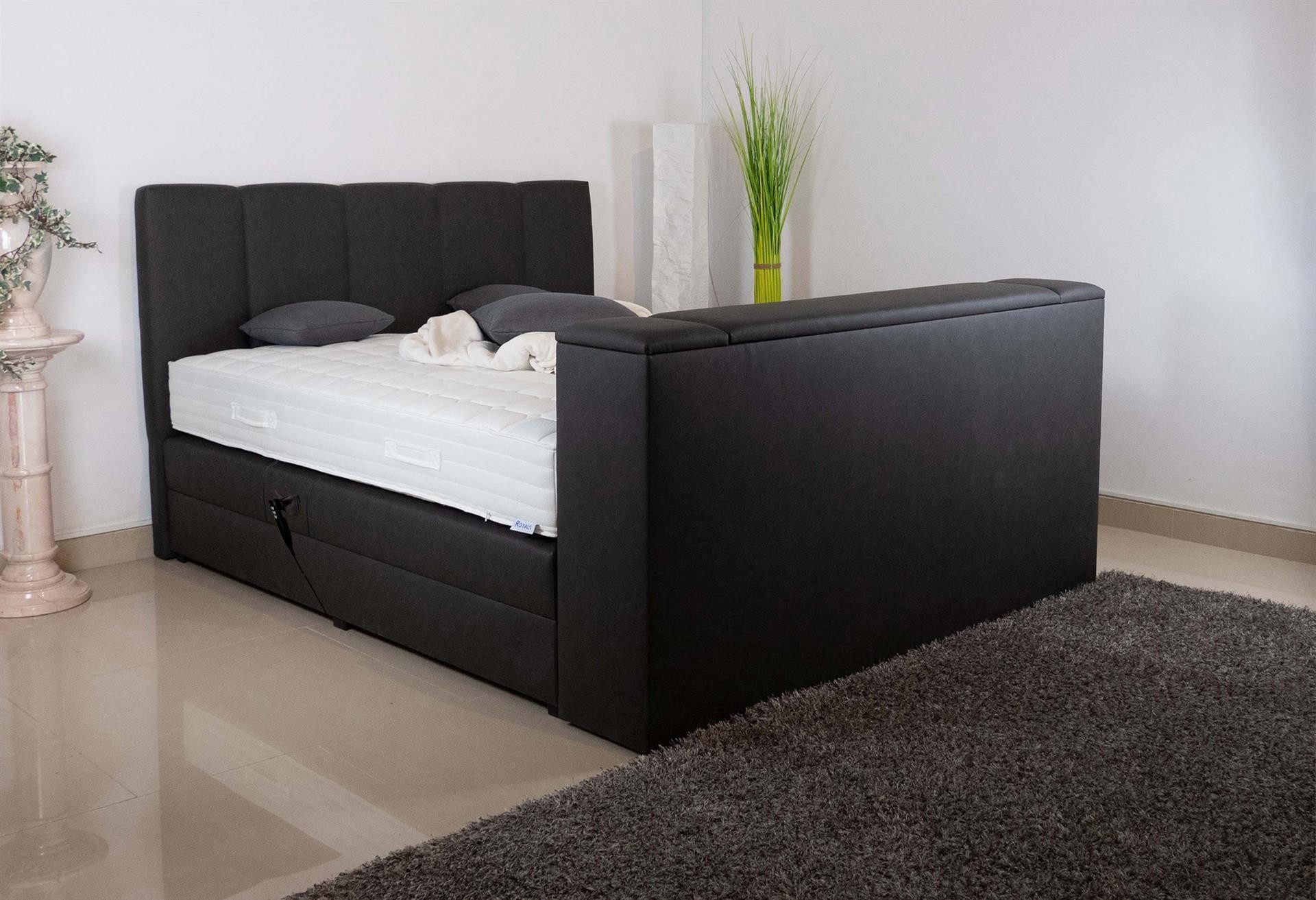 PAARA Boxspringbett Chicago elektrisch verstellbar mit Motor + TV Lift, mit einzigartigem Belüftungssystem