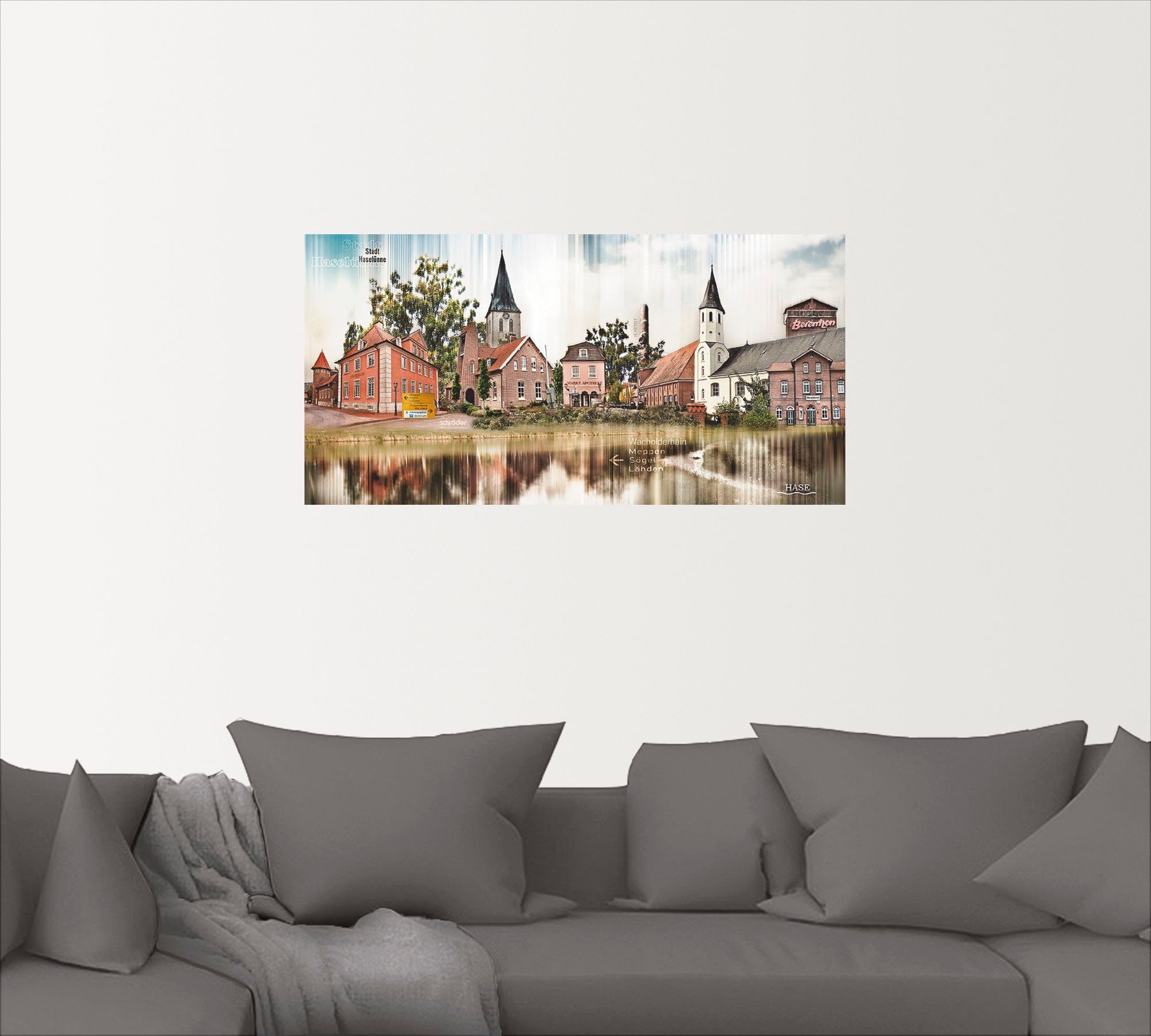 Poster Wandbild Wandaufkleber Haselünne Größen Leinwandbild, in Deutschland Stadtansicht (1 Artland versch. Emsland, als oder Collage St),