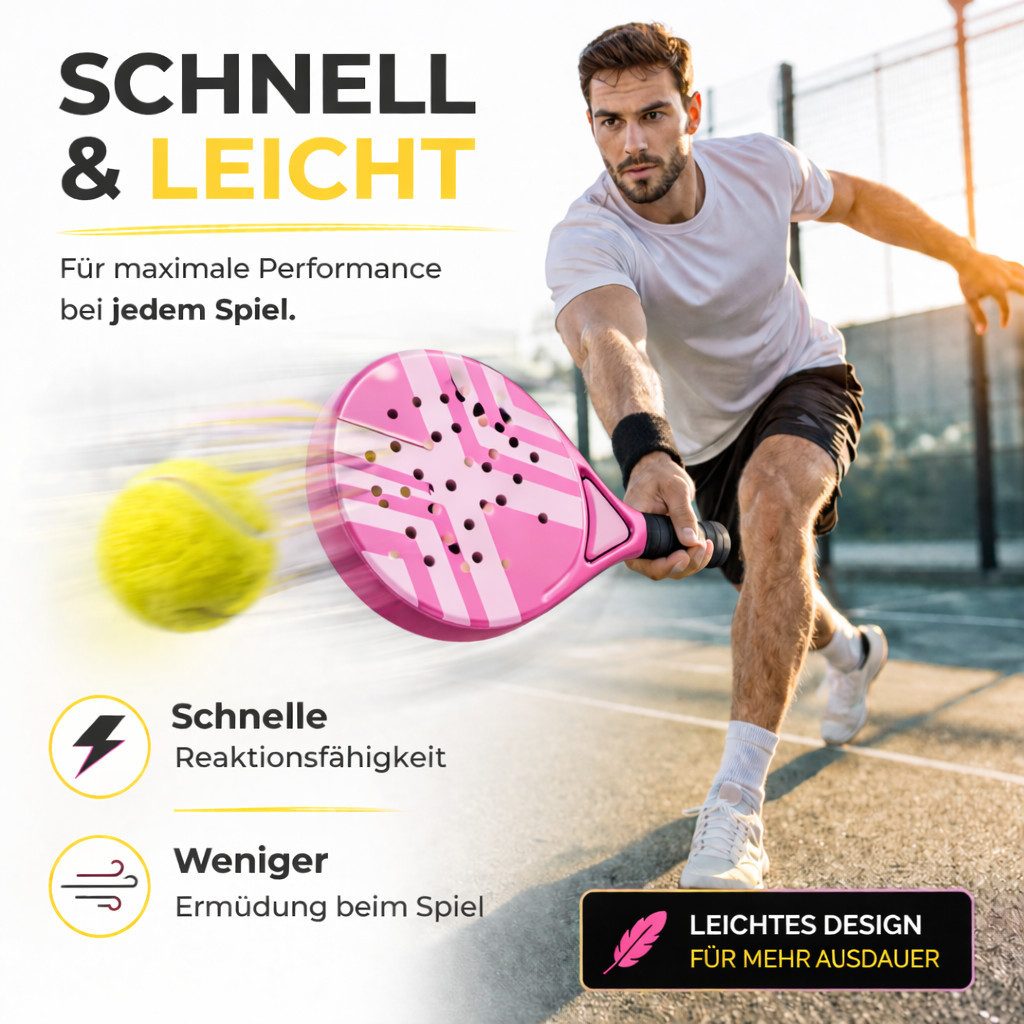 Athlejoy Padelschläger Padelschläger für Erwachsene Profi Racket – Tennis Padel Schläger, (Packung)