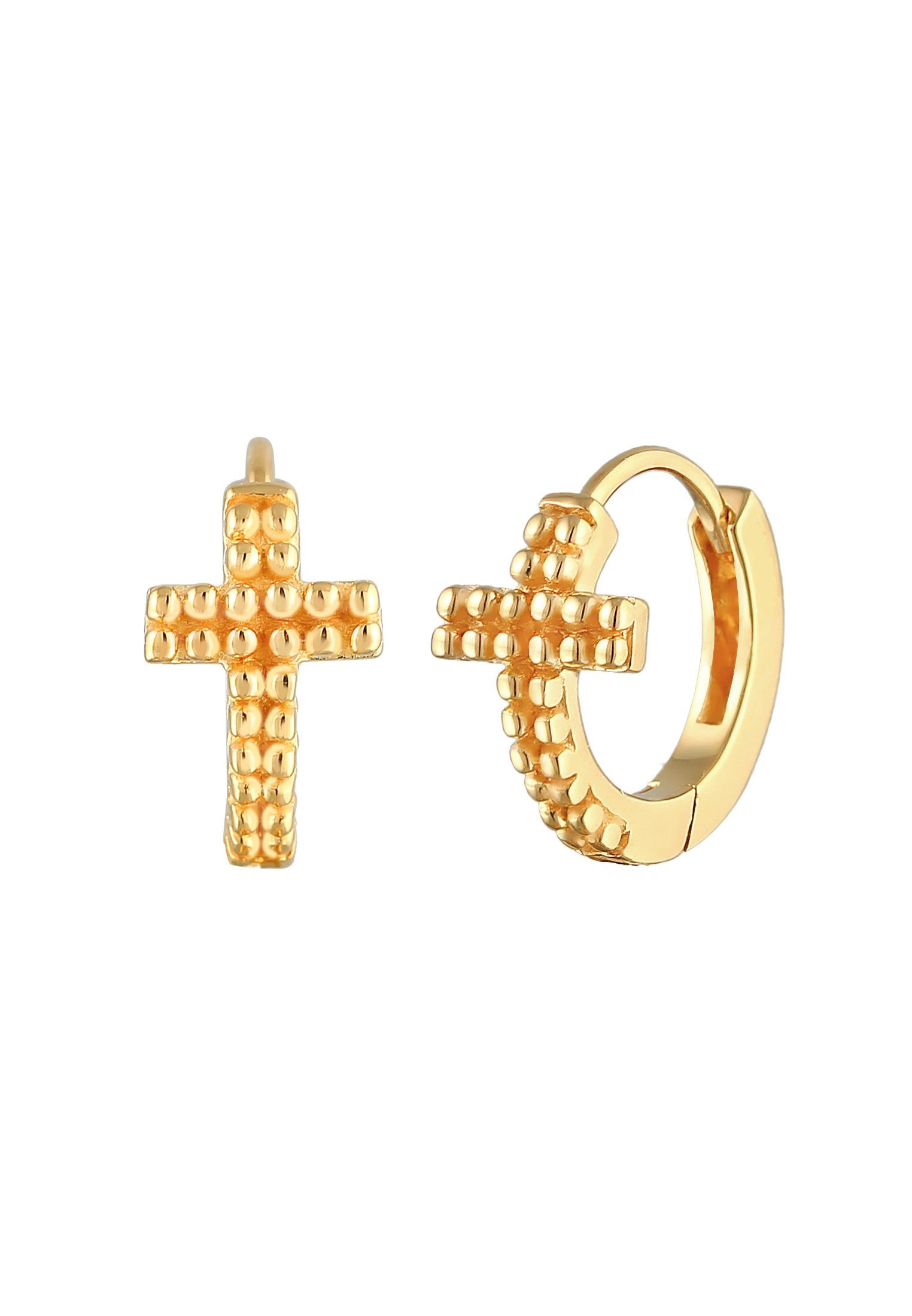 Creolen Elli Gold Creolen Silber Religion 925 Glaube Paar Kreuz