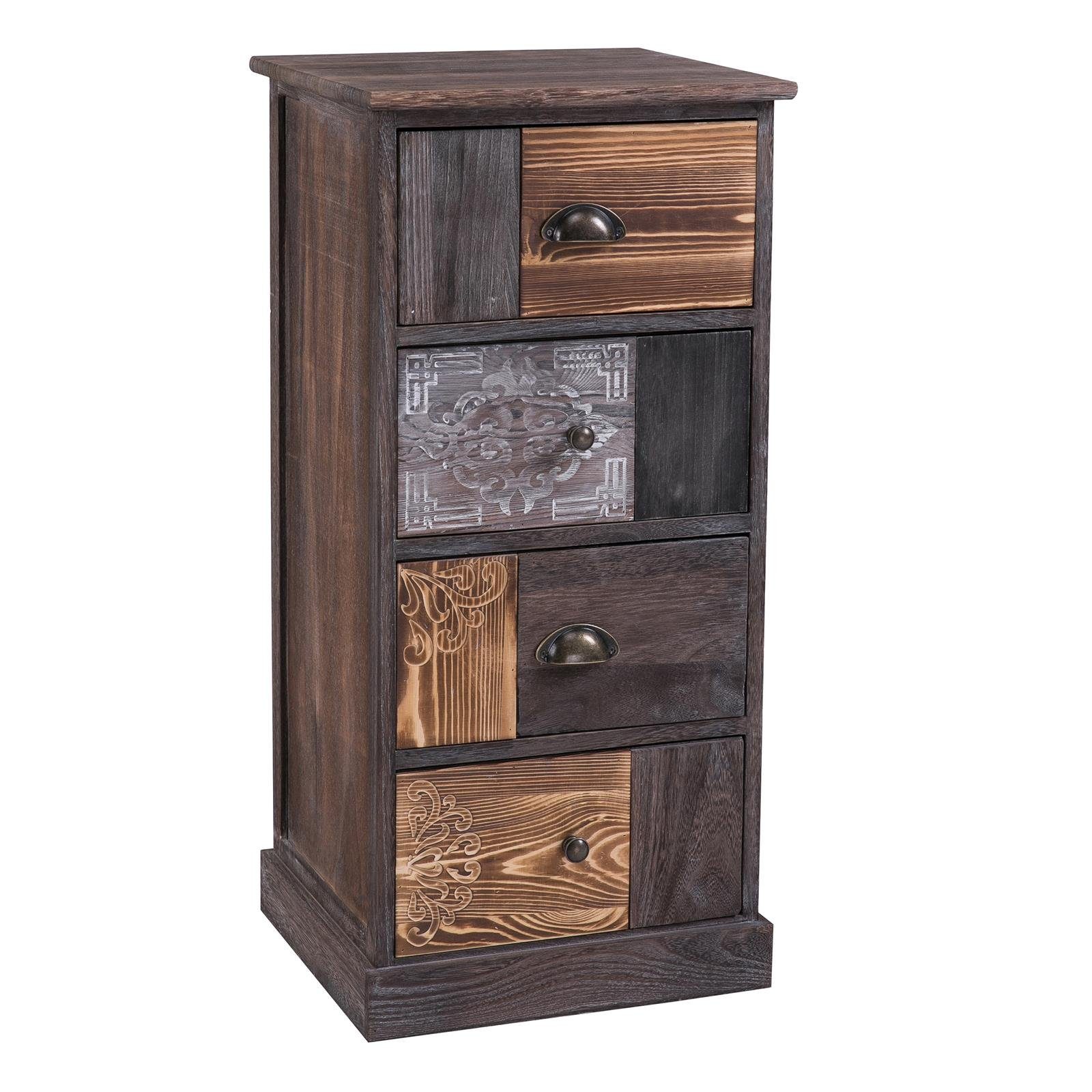 CARO-Möbel Kommode MARA, Schubladenschrank Standregal Kommode mit 4 Schubladen Vintage Landhaus