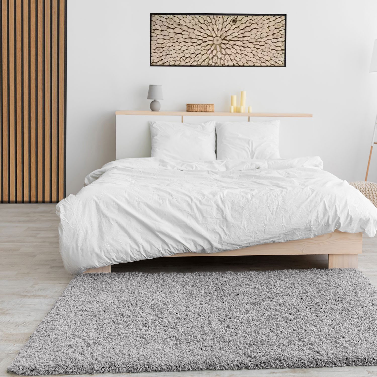 Vimoda Hochflor-Teppich prime, Shaggy Langflor, Uni Grau, Rund, Höhe: 30 mm, Läufer, Teppich Wohnzimmer, Schlafzimmer, Esszimmer