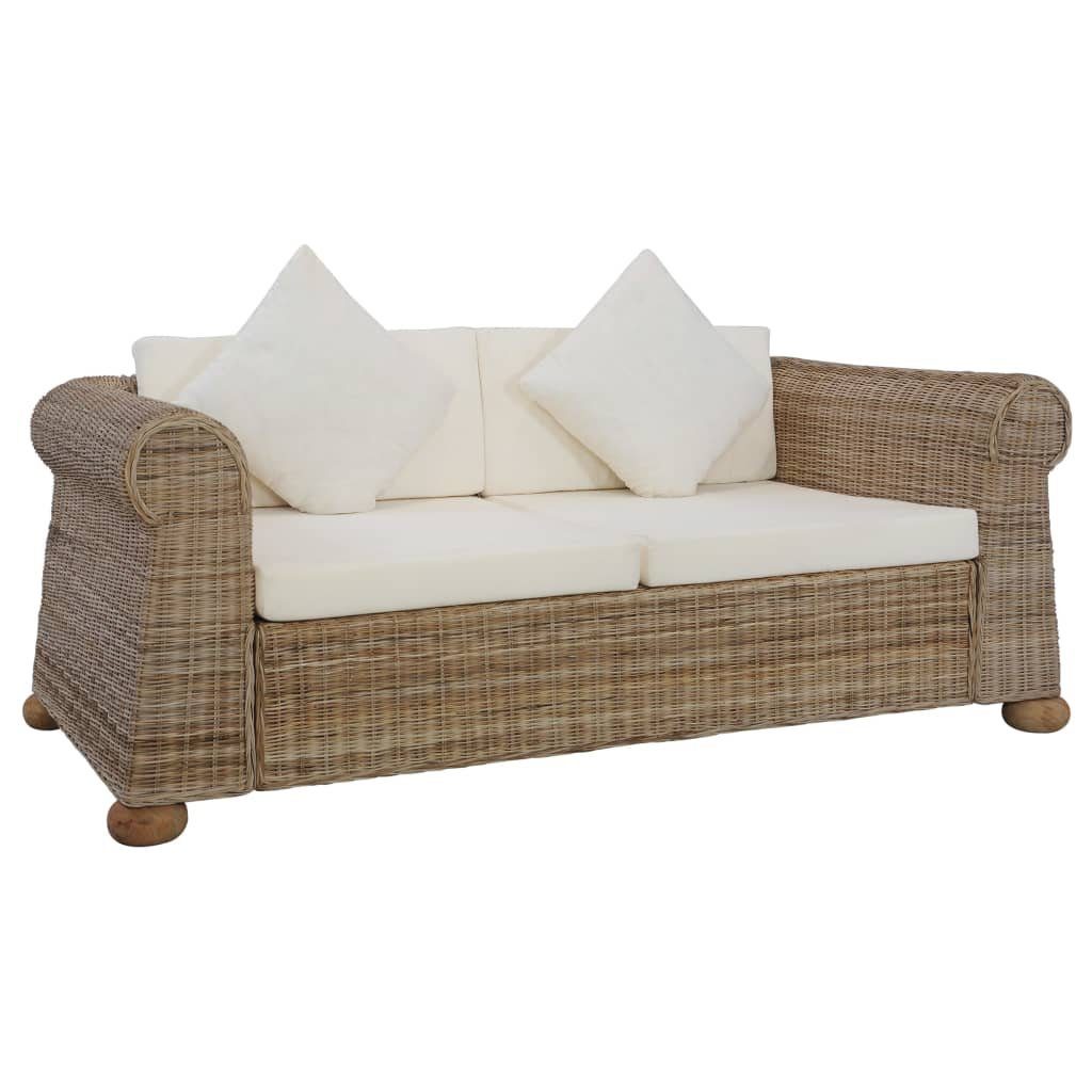 furnicato 2-Sitzer 2-Sitzer-Sofa mit Kissen Natur Rattan