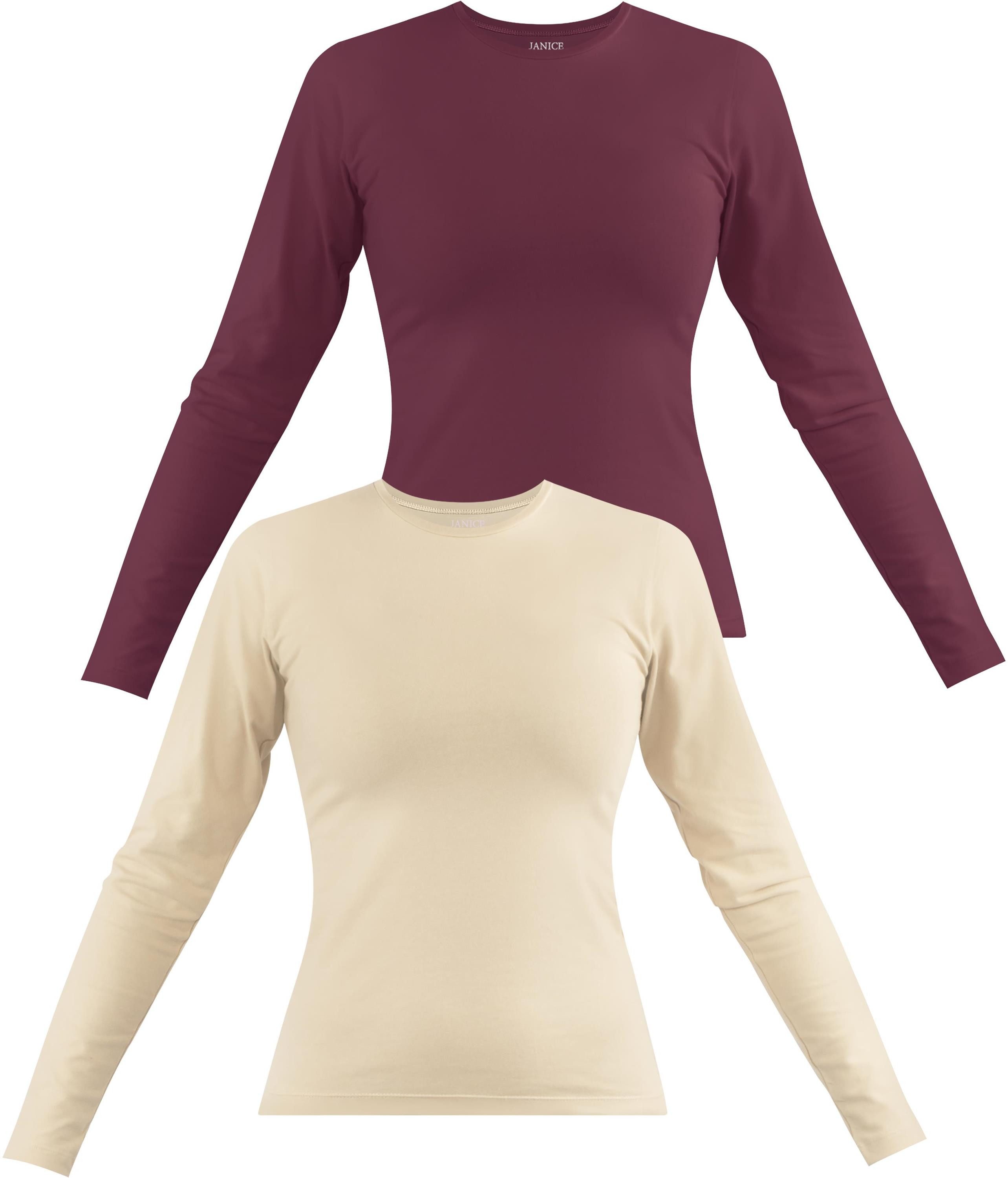 Langarmshirt 2 x Damen Langarmshirt hochgeschlossen Niska
