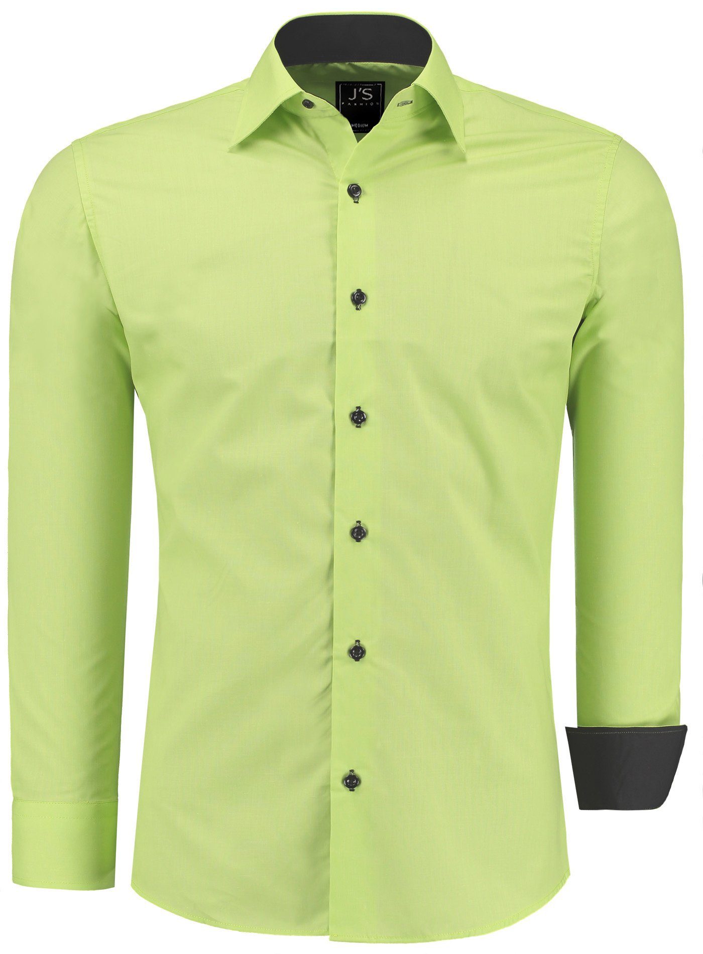 J'S FASHION Businesshemd JS12105 Slim Fit Langarm Herren Hemd mit farblich abgesetzten Elementen, Langarm Kentkragen Uni