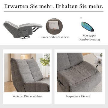 WISHDOR TV-Sessel mit Massage und Wärmefunktion (Elektrischer Massagesessel, Fernsehsessel, Drehsessel), mit 360° Drehfunktion und Timer, Fernbedienung