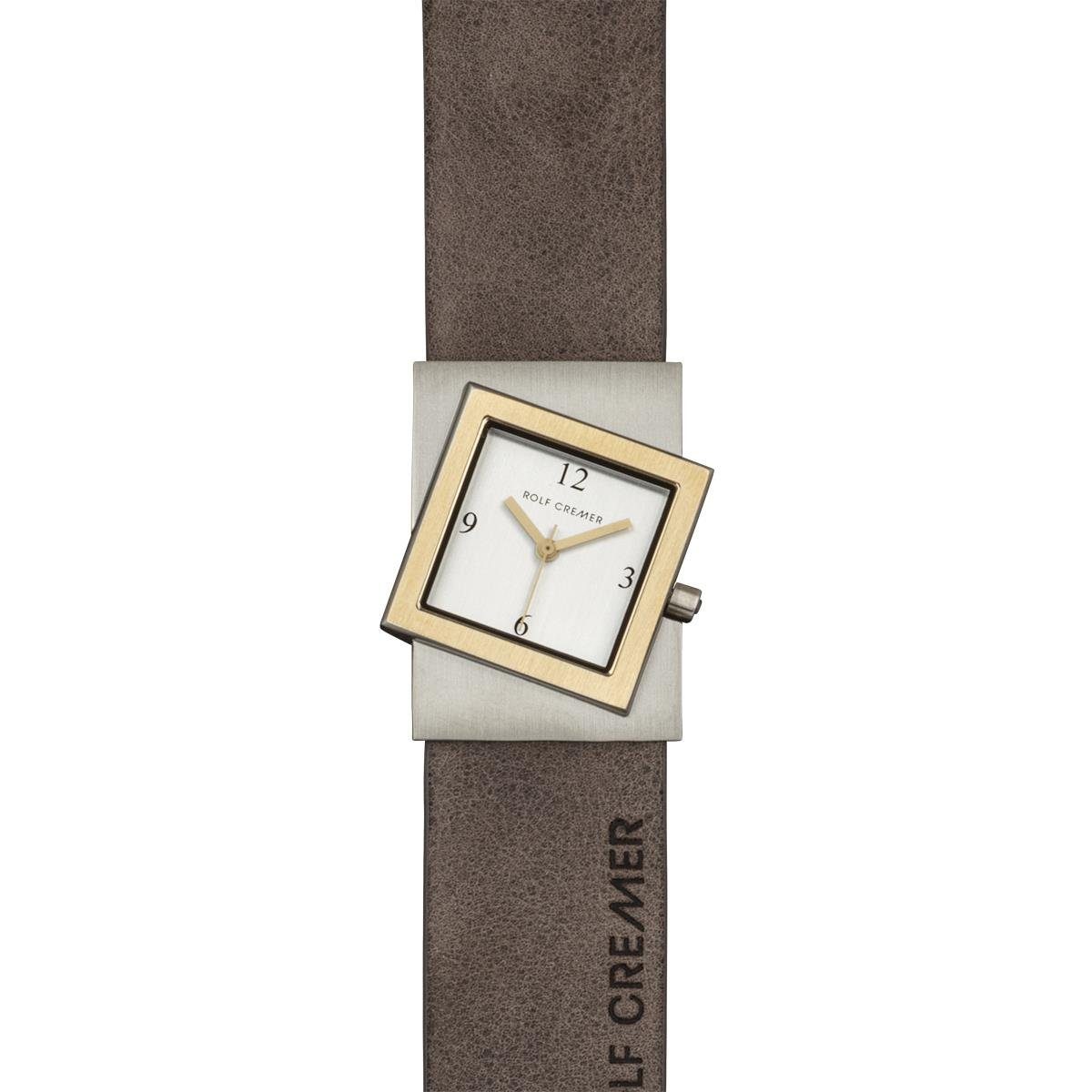 Quarzuhr Rolf Cremer Uhr Turn S 507755 Lederband, Edelstahl, Grau