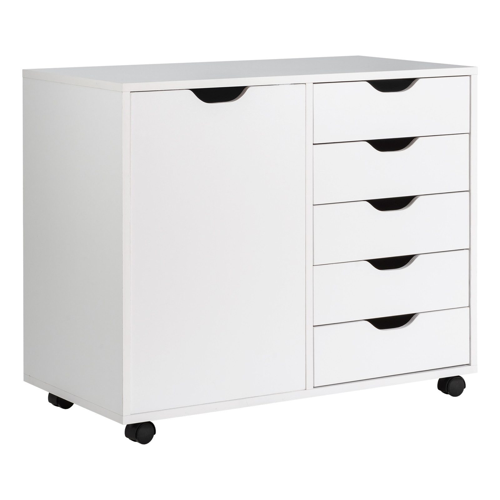 COSTWAY Rollcontainer, Aktenschrank mit 5 Schubladen, auf Rollen, 79x39x65c günstig online kaufen