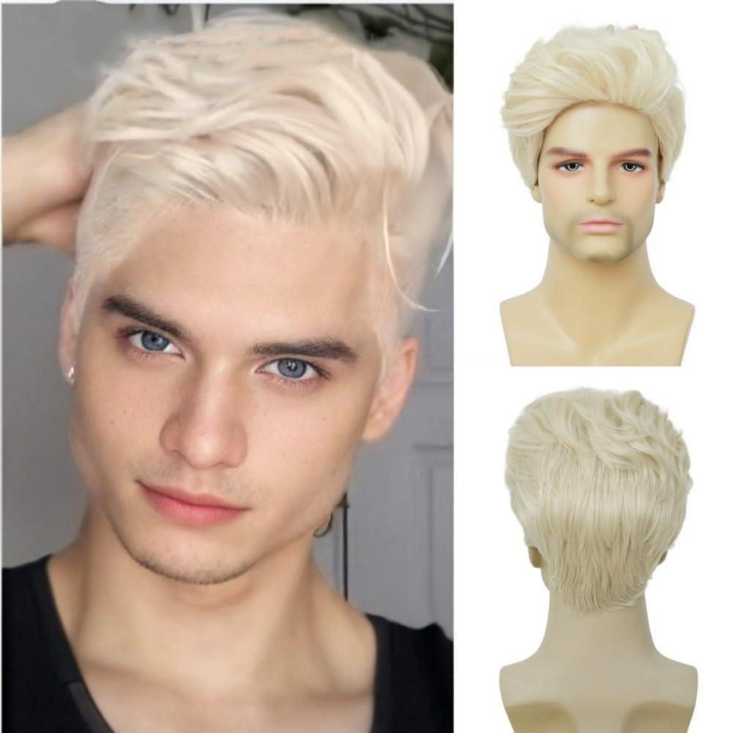 LuxusKollektion Kunsthaarperücke Perücke Herren Kurz Synthetik Haar Geschichtet Blond